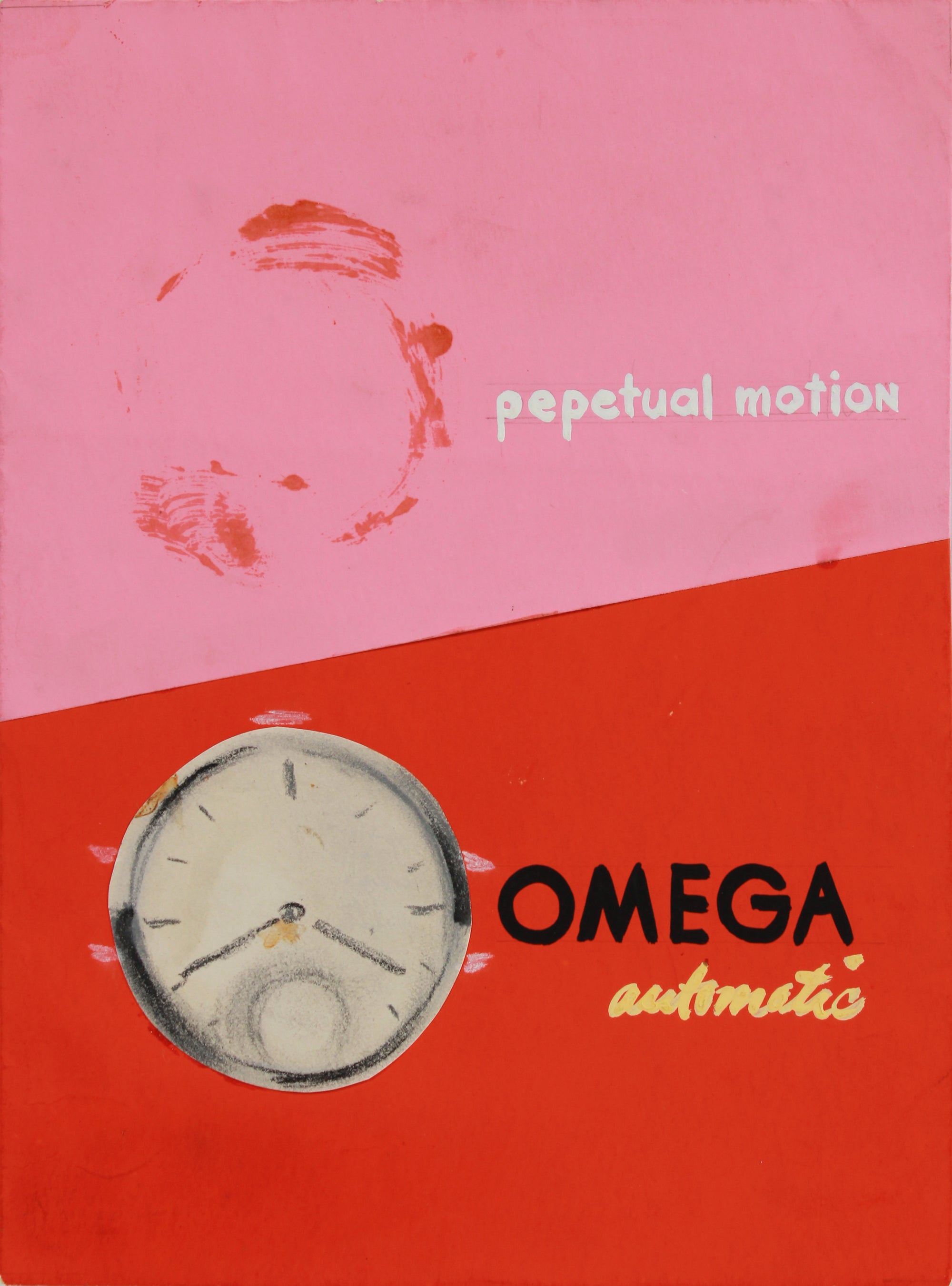<I>Pepetual Motion - Omega Automatic</I> <br>1945 Mixed Media Collage <br><br>#B0109