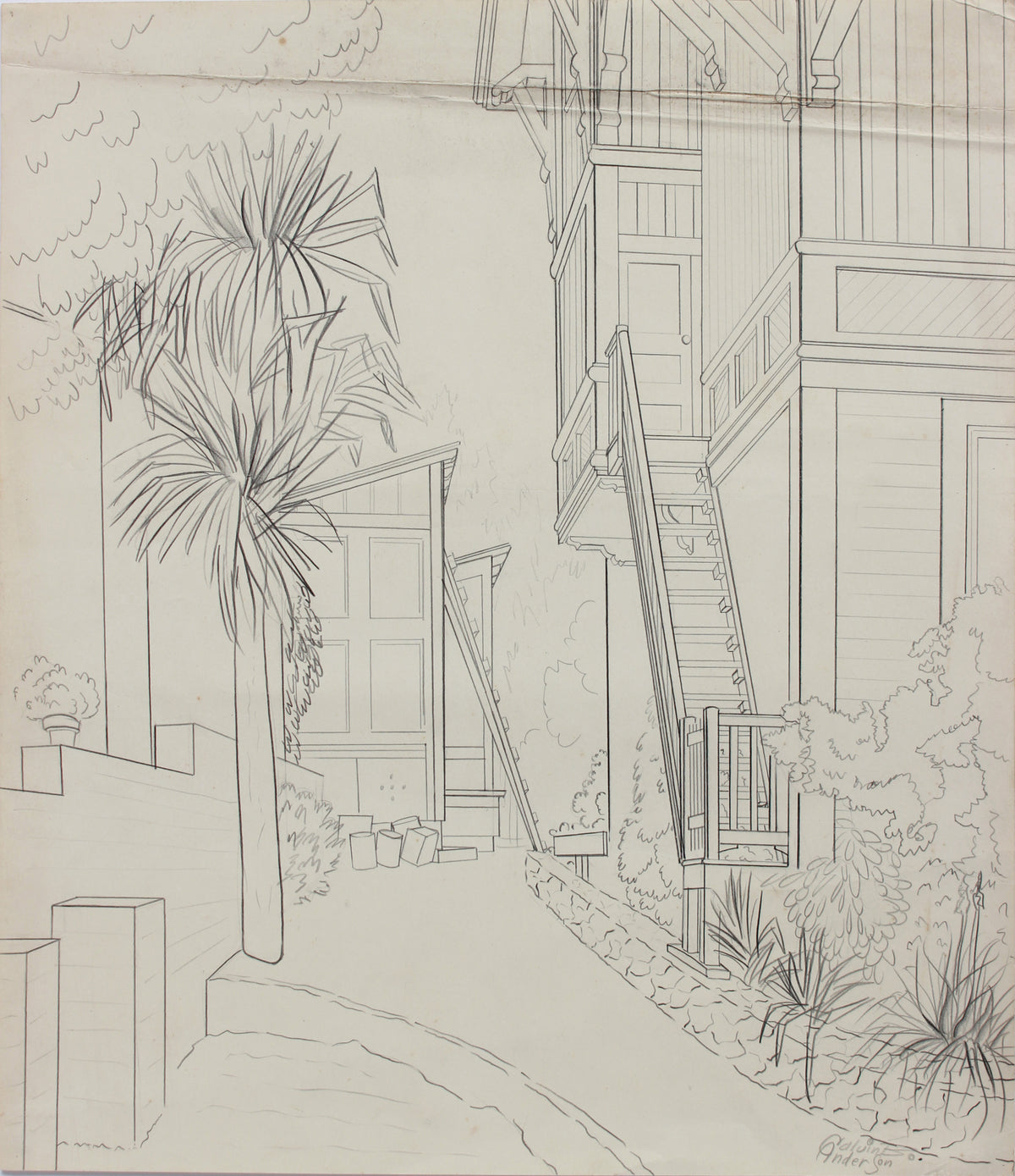 Architectural Apartment Sketch <br>Mid Century Graphite <br><br>#B0148