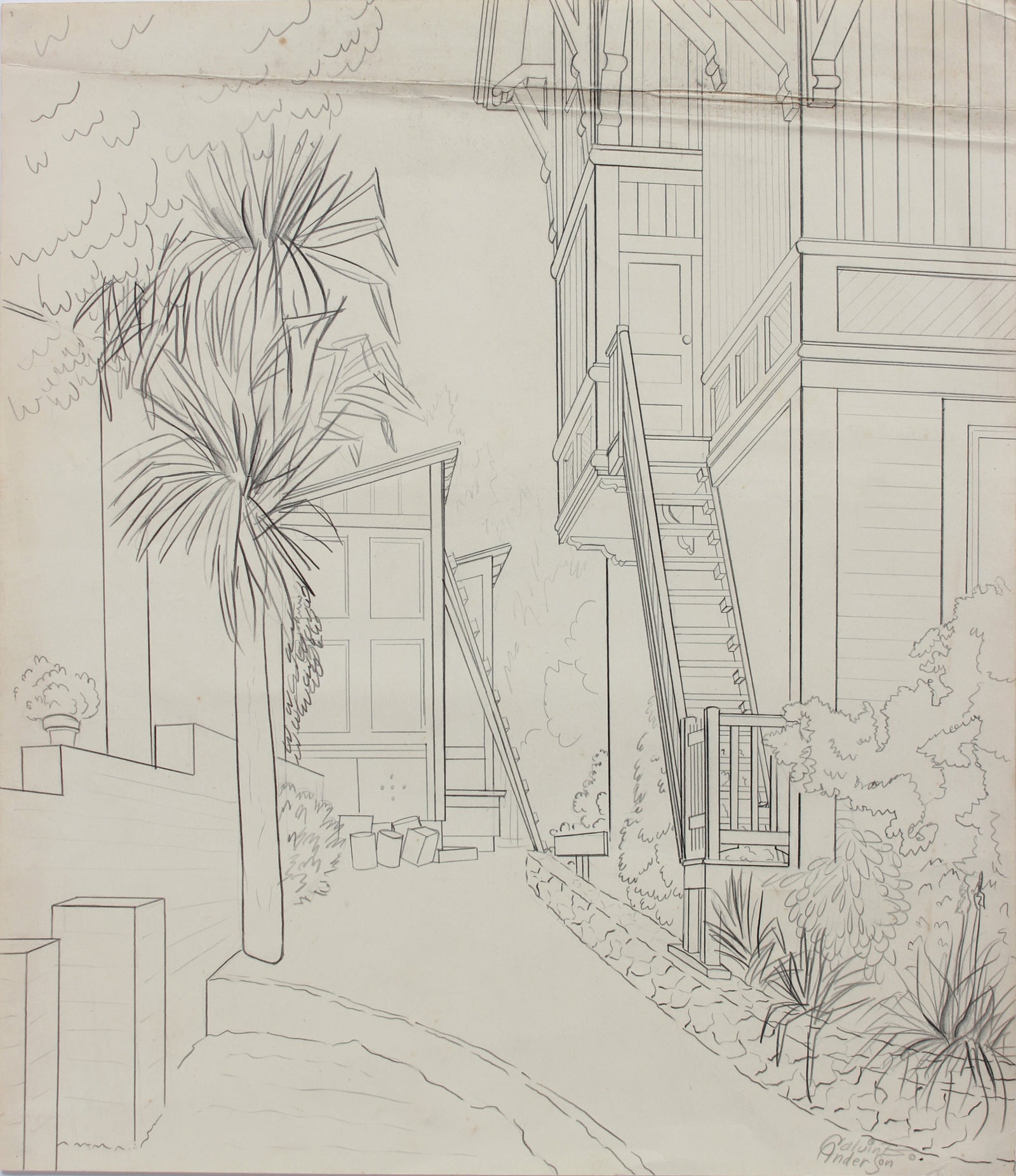 Architectural Apartment Sketch <br>Mid Century Graphite <br><br>#B0148