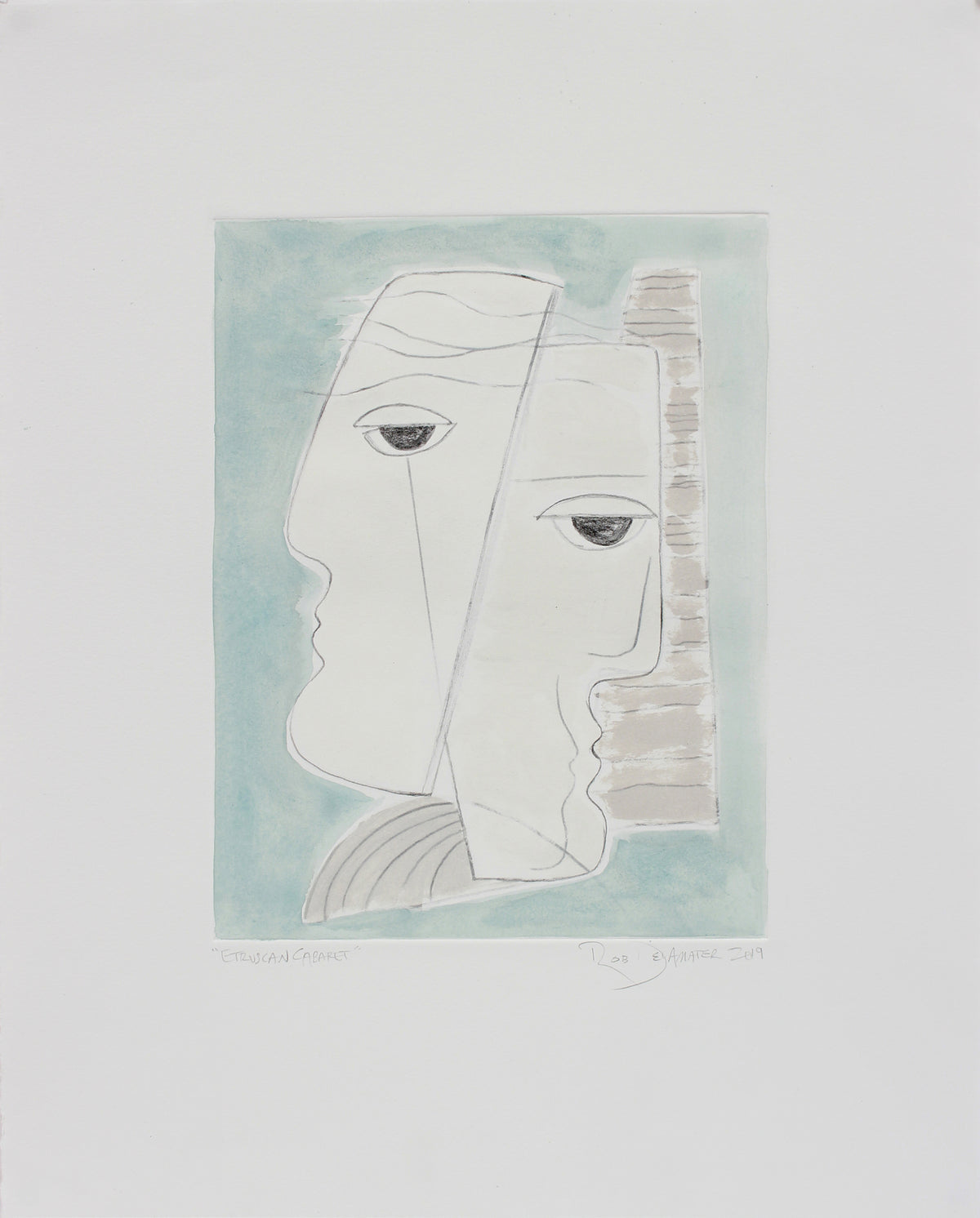 <i>Etruscan Cabaret</i> <br>2019 Monotype & Gouache <br><br>#B0239