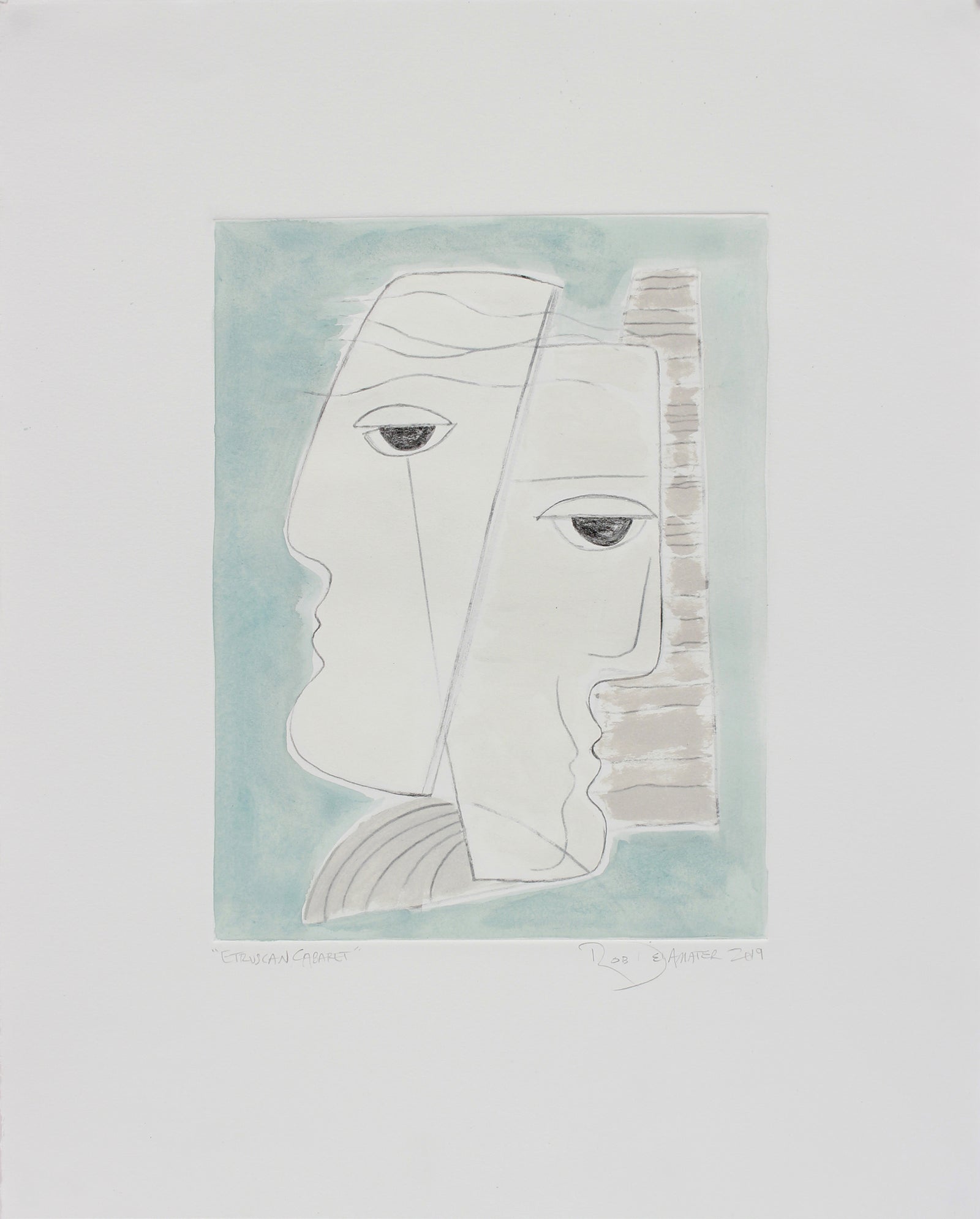 <i>Etruscan Cabaret</i> <br>2019 Monotype & Gouache <br><br>#B0239