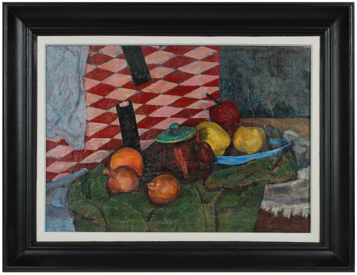 20th Century Oil Tabletop Still Life with Fruit &lt;br&gt;&lt;br&gt;#B0384