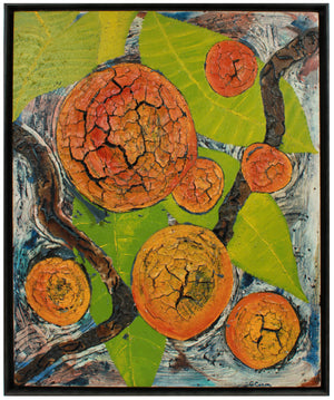 <i>Ginger - Peachy</i> <br>2019 Oil Painting & Clay Collage<br><br>#B0488