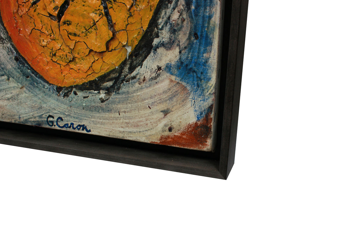 <i>Ginger - Peachy</i> <br>2019 Oil Painting & Clay Collage<br><br>#B0488