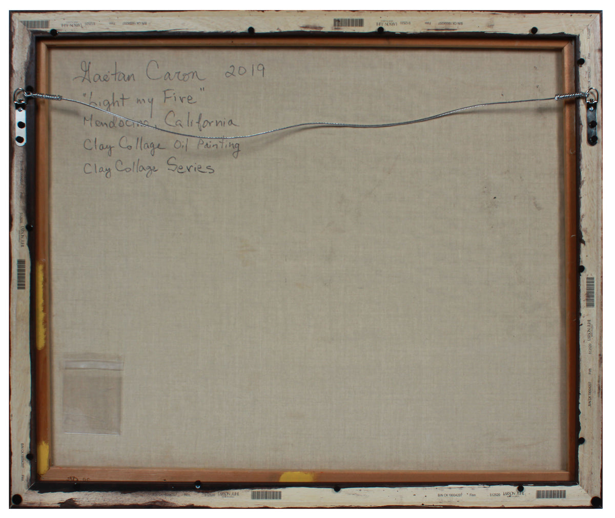 <i>Light my Fire</i> <br>2019 Oil Painting & Clay Collage<br><br>#B0491