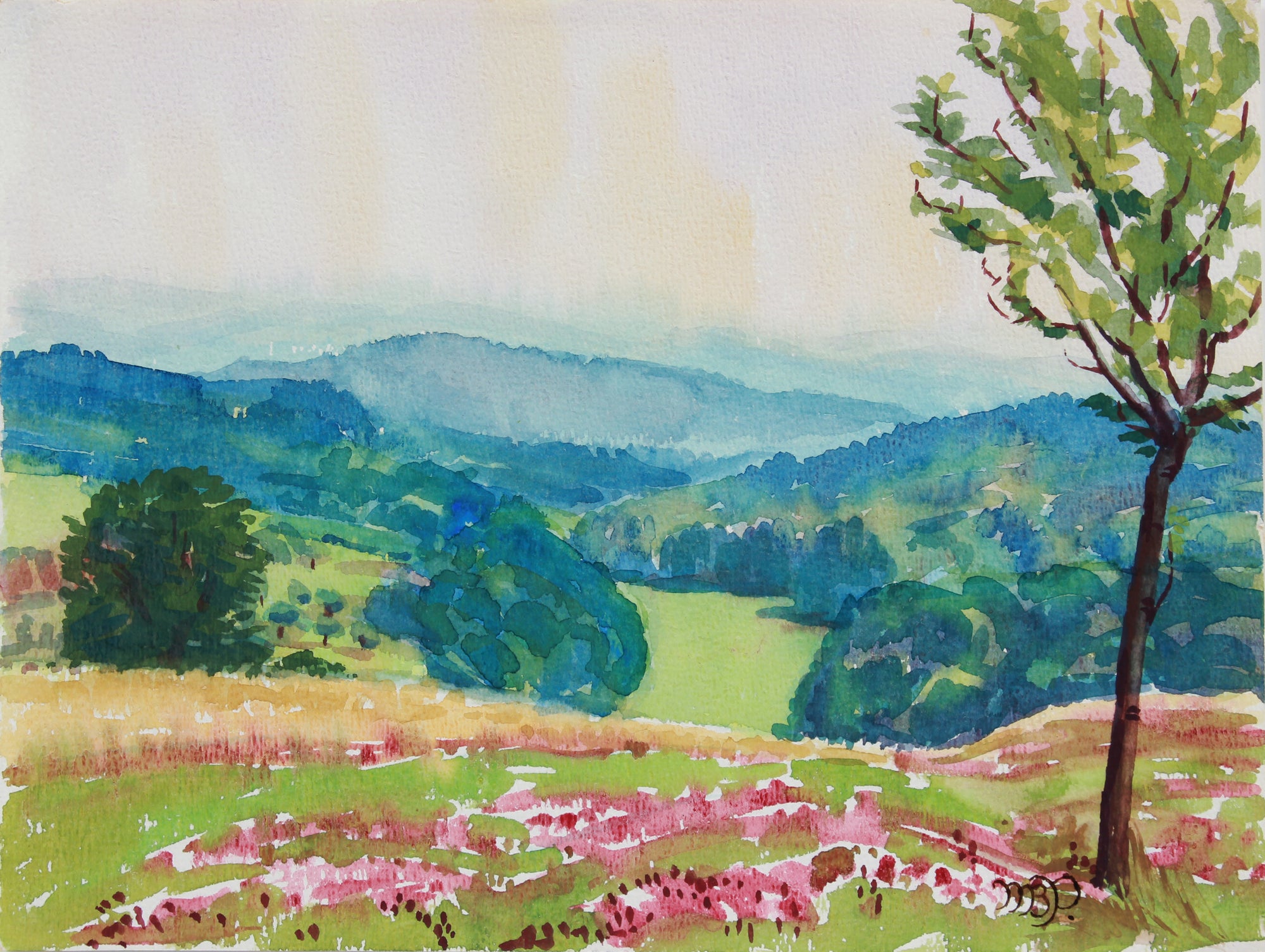 <i>View of Vogelsberg</i> <br> August 1964 Watercolor <br><br>B0535