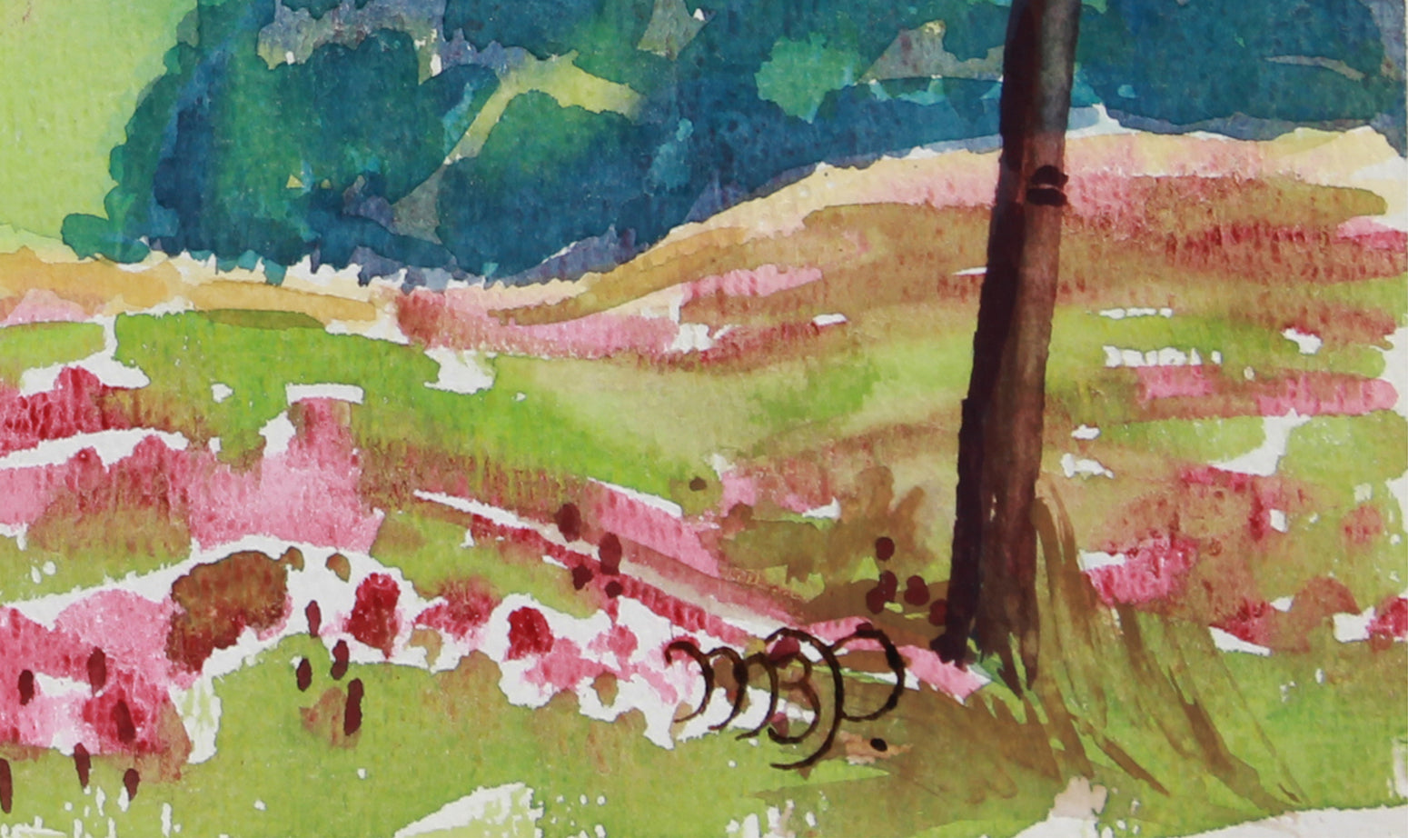 <i>View of Vogelsberg</i> <br> August 1964 Watercolor <br><br>B0535