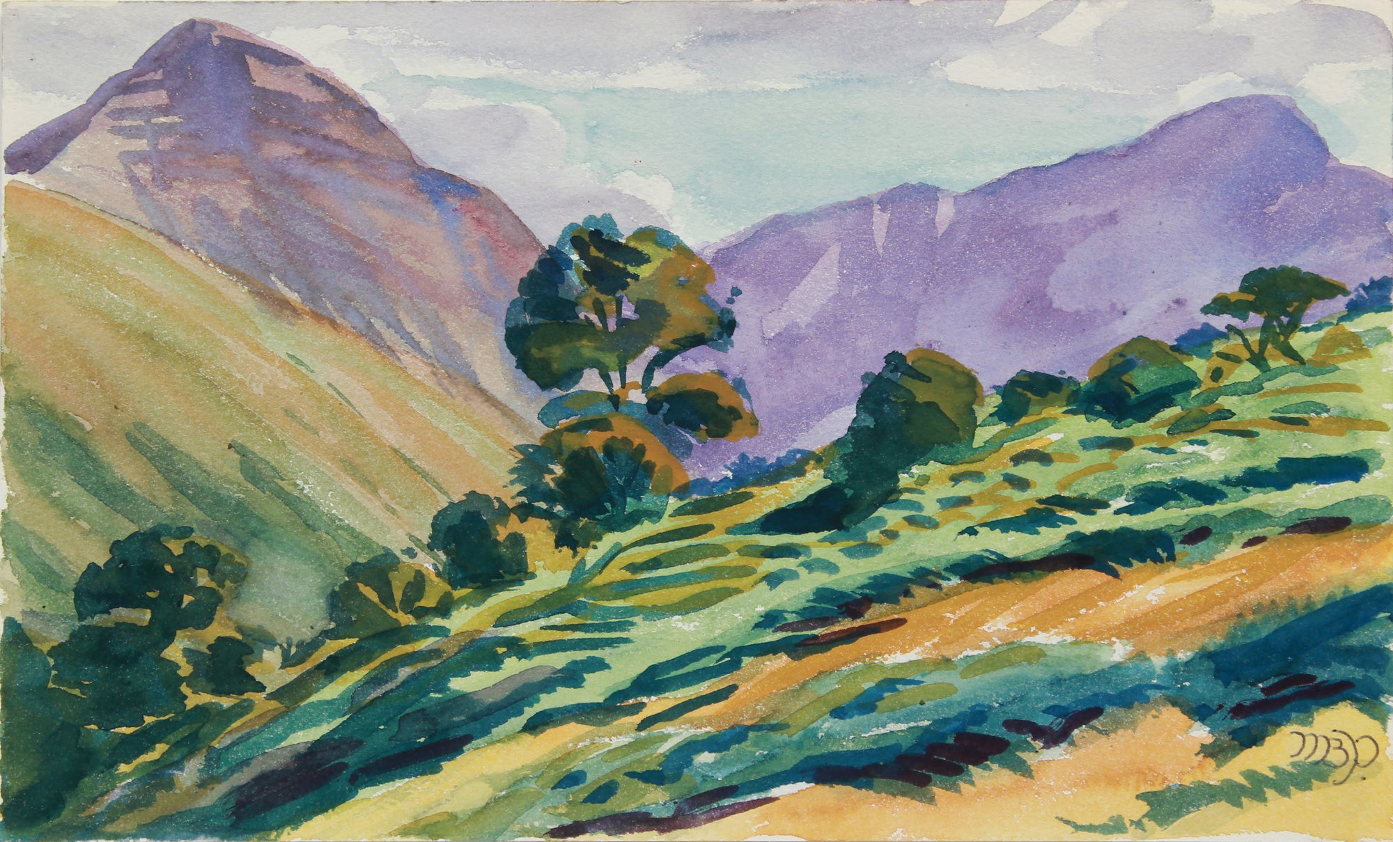 <i>Brecon Beacons National Park, Wales</i> <br>1964 Watercolor <br><br>#B0538