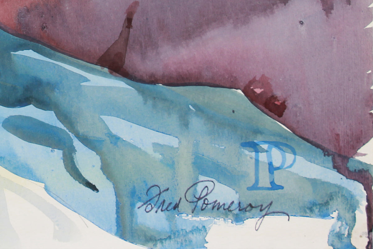 <i>Afternoon Surf</i> <br>Mid 20th Century Watercolor and Graphite<br><br>#B0544