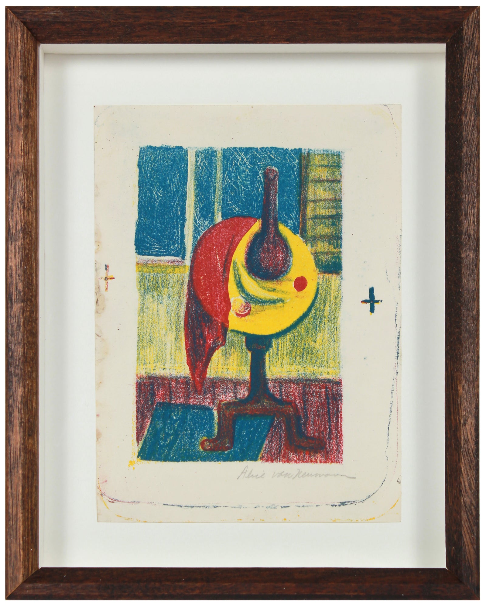 Cubist Abstraction with Dress-Stand <br>1950s Lithograph <br><br>#B0573