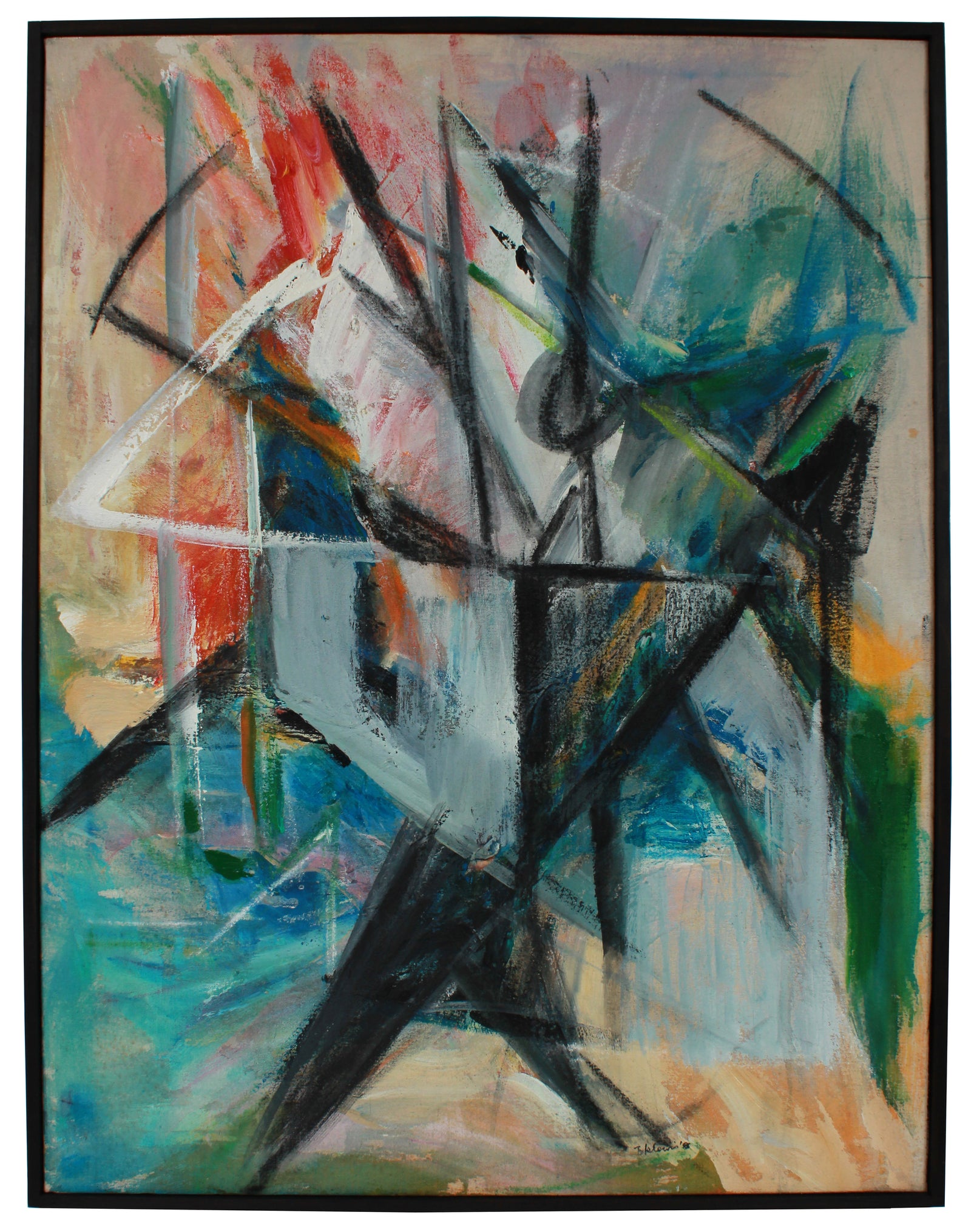 Hectic Abstract <br>1988 Acrylic & Pastel <br><br>#B0613