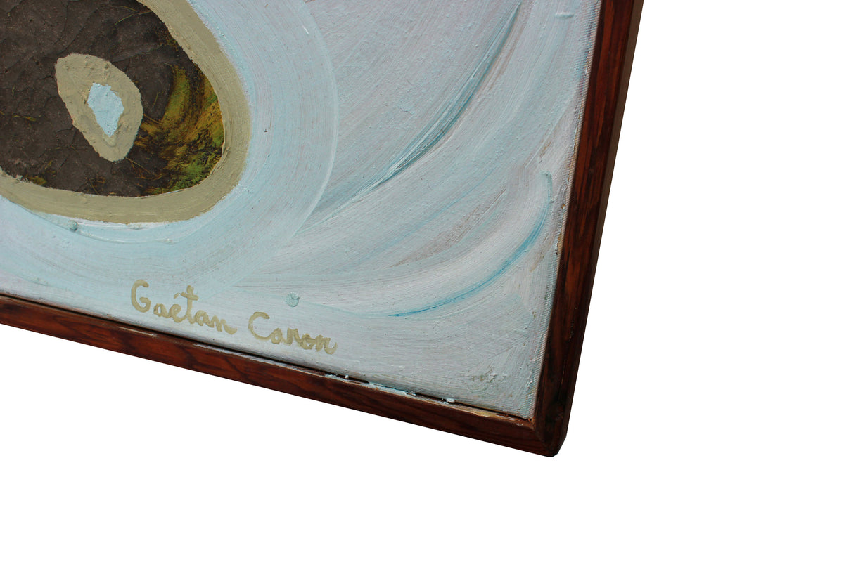 <i>Indigenous Icon - Abstraction</i> <br>2019 Oil Painting & Clay Collage <br><br>#B0651