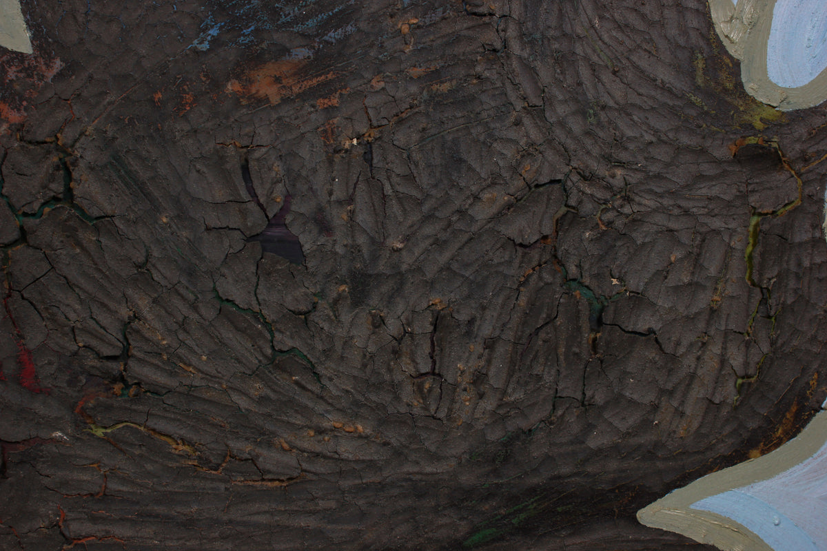 <i>Indigenous Icon - Abstraction</i> <br>2019 Oil Painting & Clay Collage <br><br>#B0651