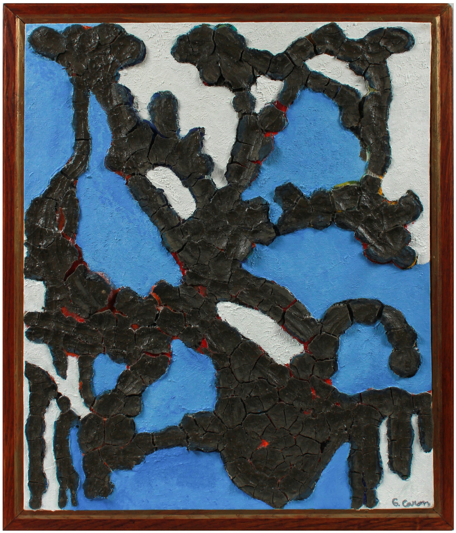 <i>Bleu comme le Ciel (Blue like the Sky) or When Blue Eyes Meet</i> <br>2020 Oil Painting & Clay Collage <br><br>#B0732