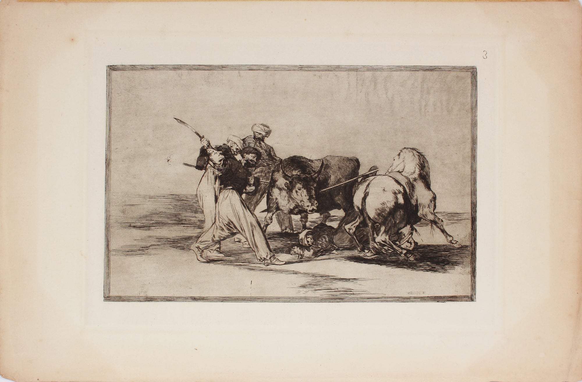 <i>La Tauromaquia</i> (The Bull Fighting Series) Plate 3 <br>1876 Drypoint Etching & Aquatint <br><br>#B1016