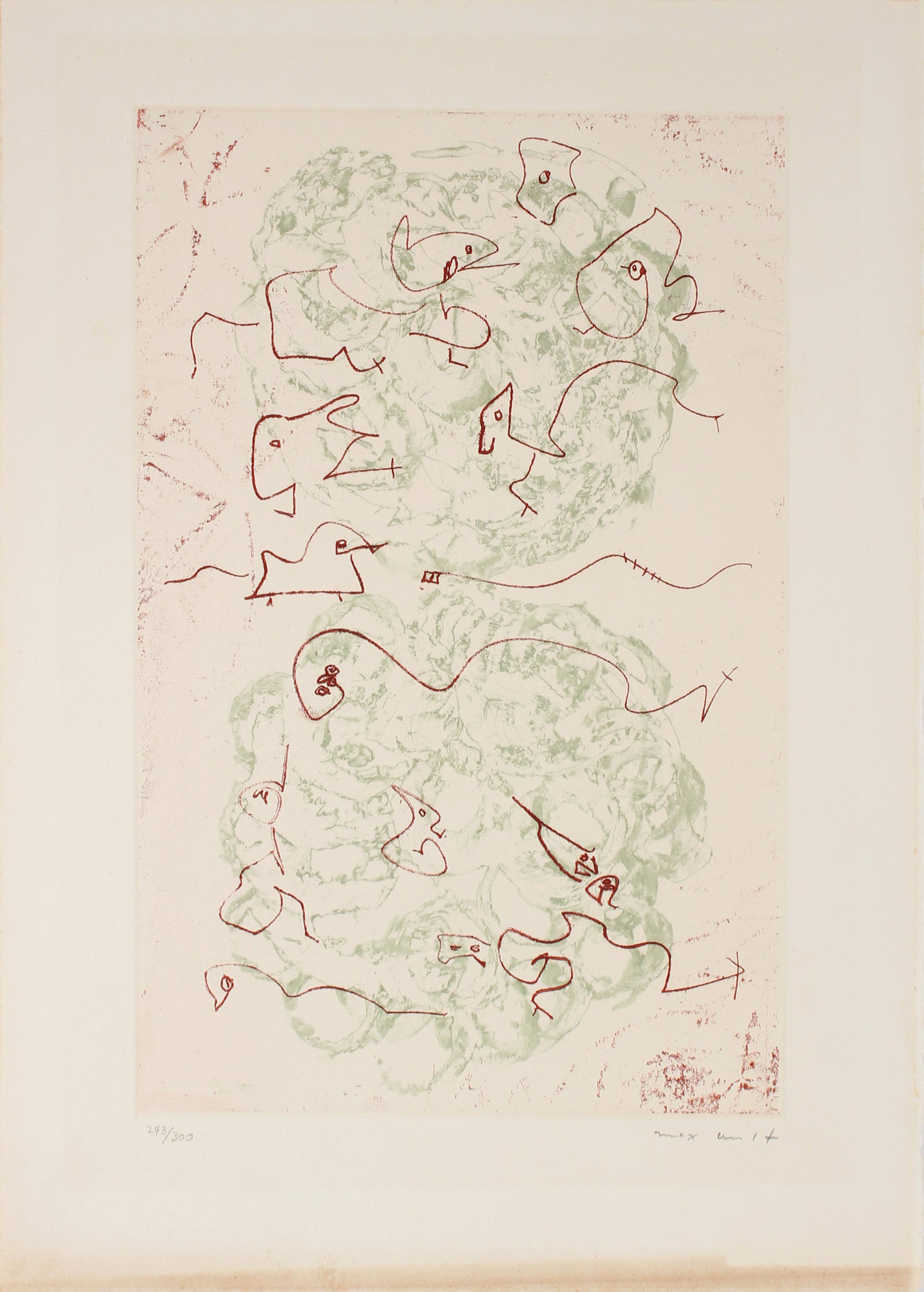 <i>Les chiens ont soif (The Dogs Are Thirsty)</i> <br>1964 Colored Etching <br><br>#B1023