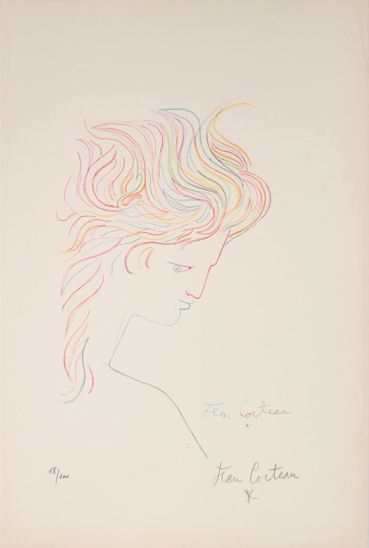 Elegant Modernist Woman <br>1952 Color Lithograph <br><br>#B1026