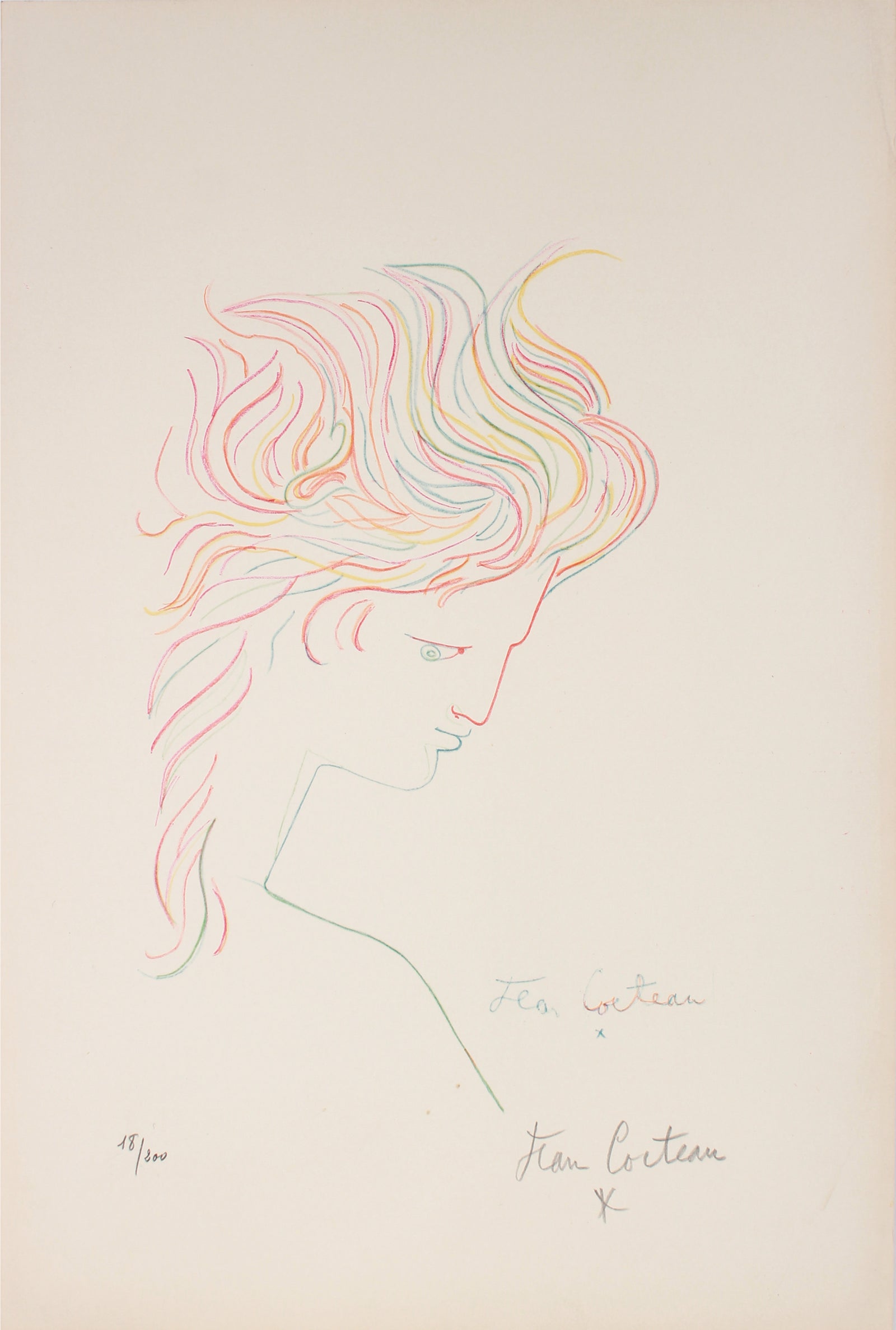 Elegant Modernist Woman <br>1952 Color Lithograph <br><br>#B1026