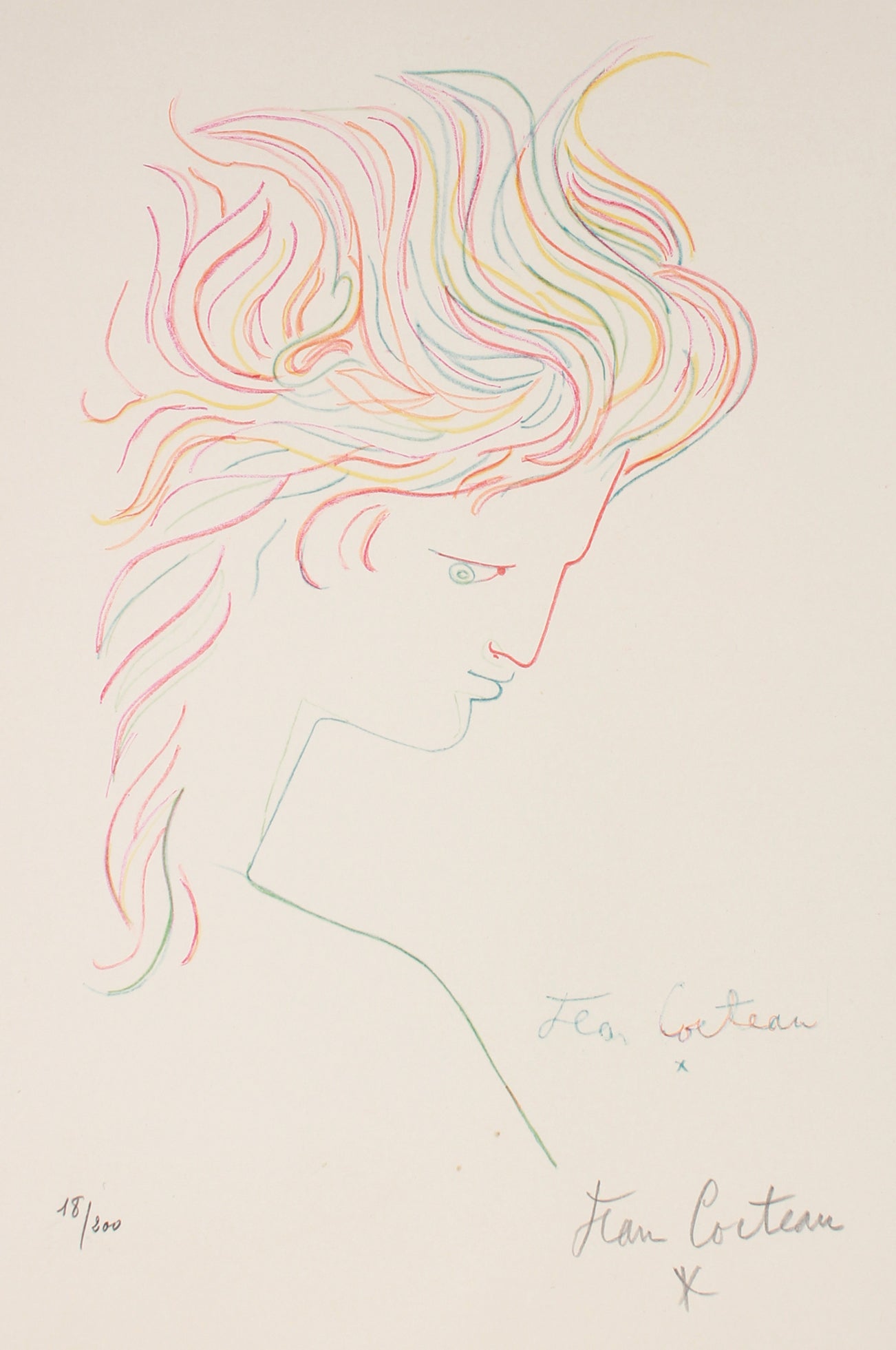 Elegant Modernist Woman <br>1952 Color Lithograph <br><br>#B1026