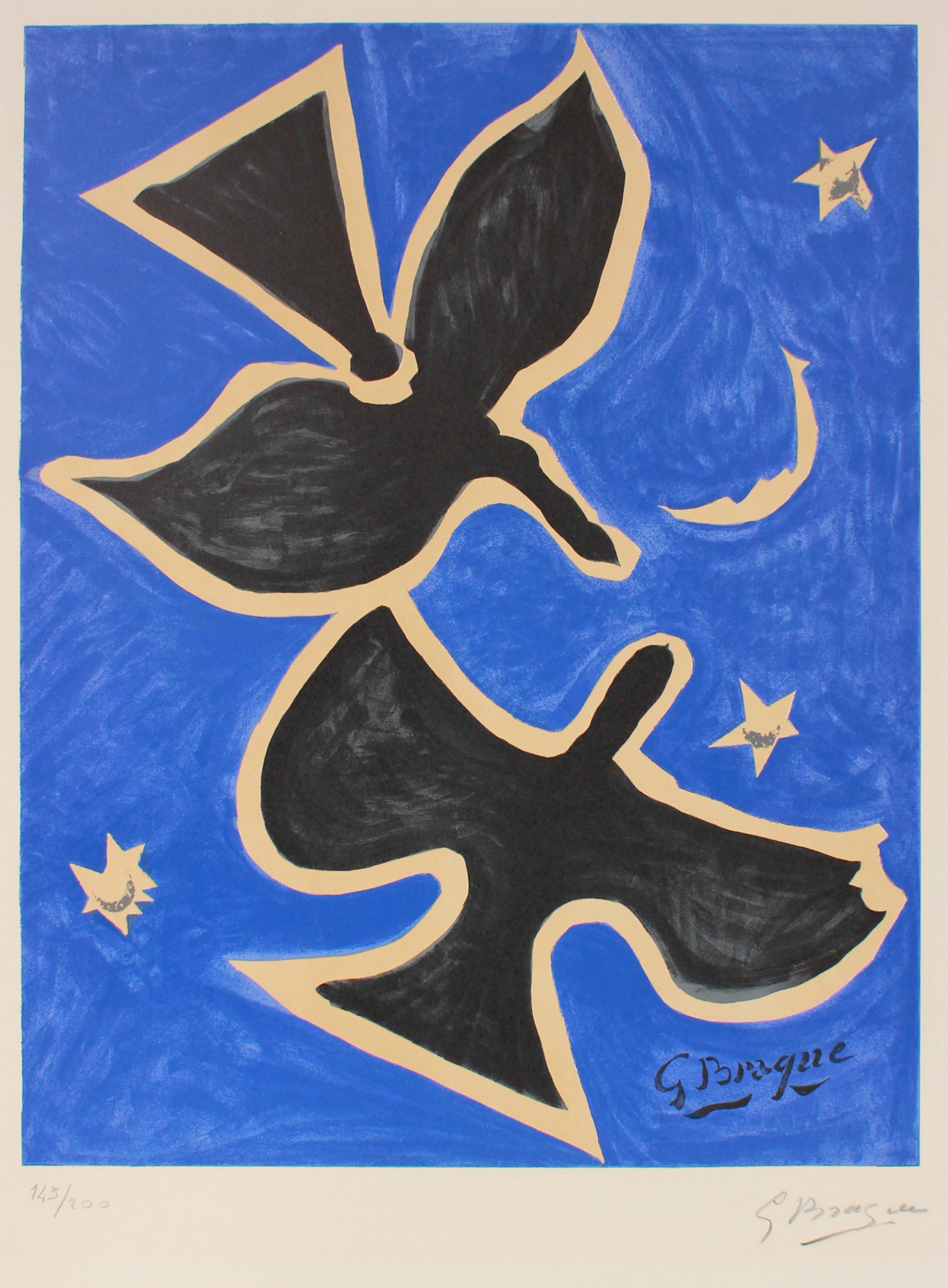 Georges Braque exhibition poster - hotsell Oiseaux - museum print - blue bird - pigeon - les fauves - blue - white