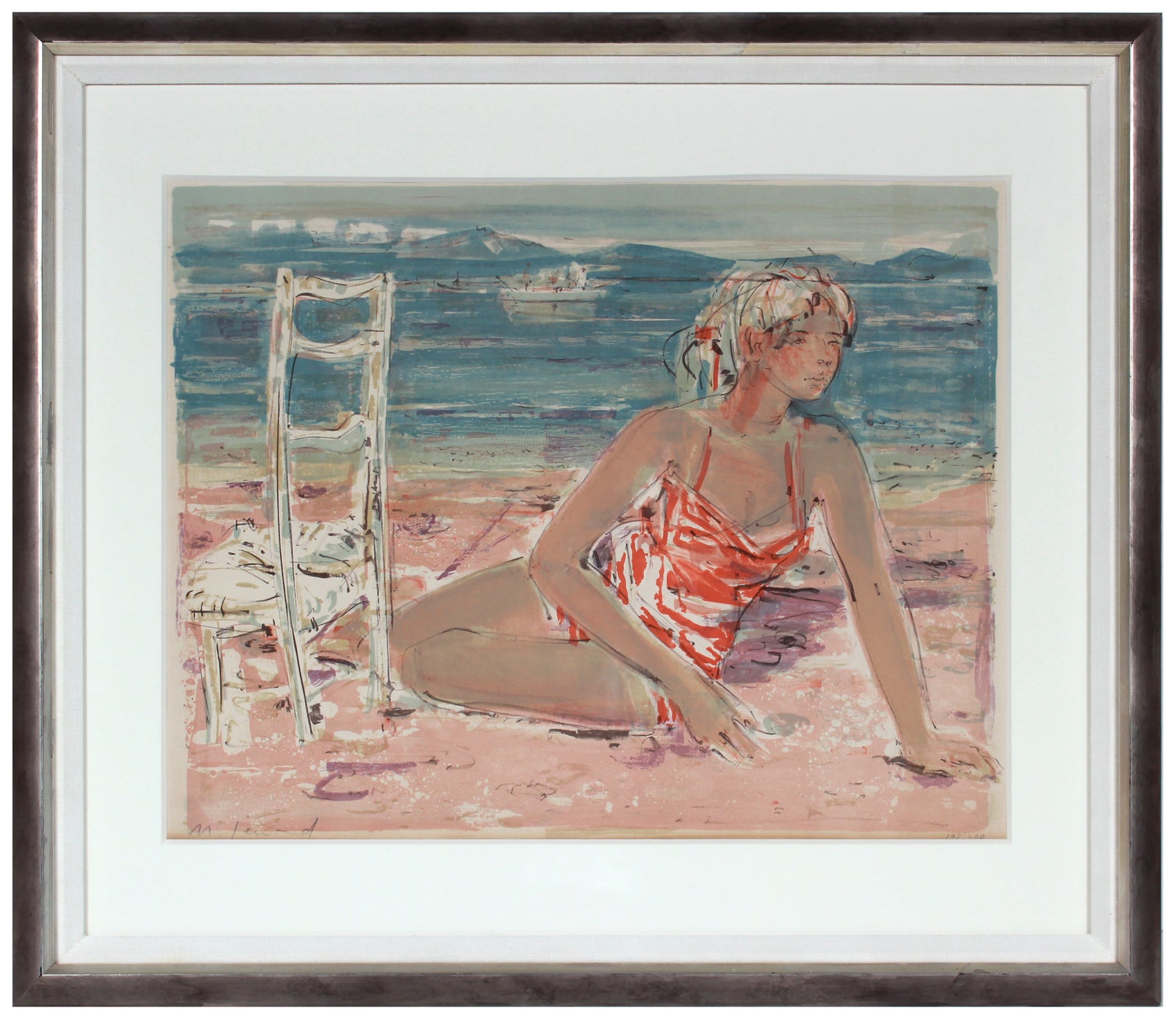 <i>Jeune fille sur la grêve (Young Girl on the Beach)</i> <br>1960 Lithograph <br><br>#B1104