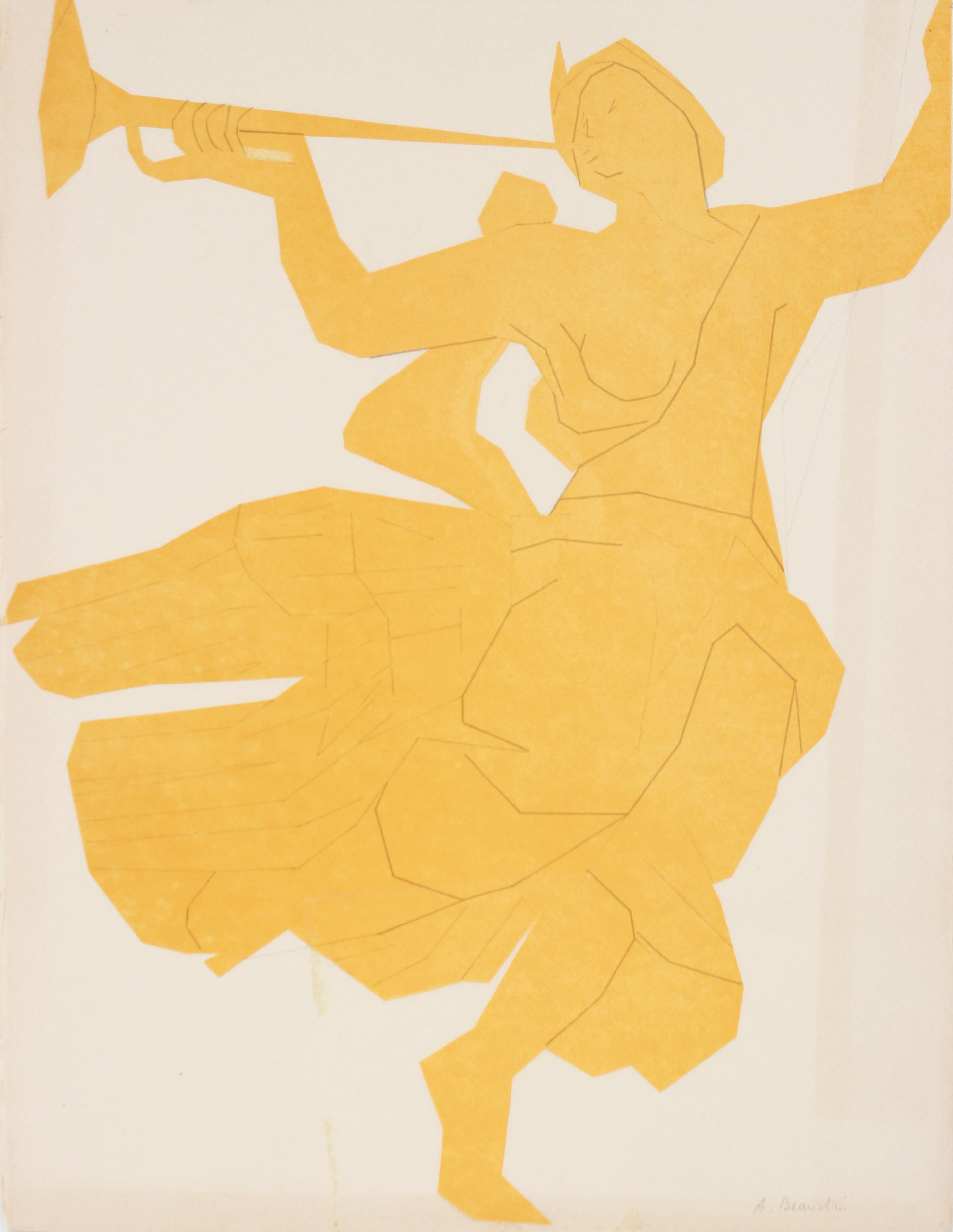 Dancing Woman with Trumpet <br>1967 Color Lithograph <br><br>#B1111