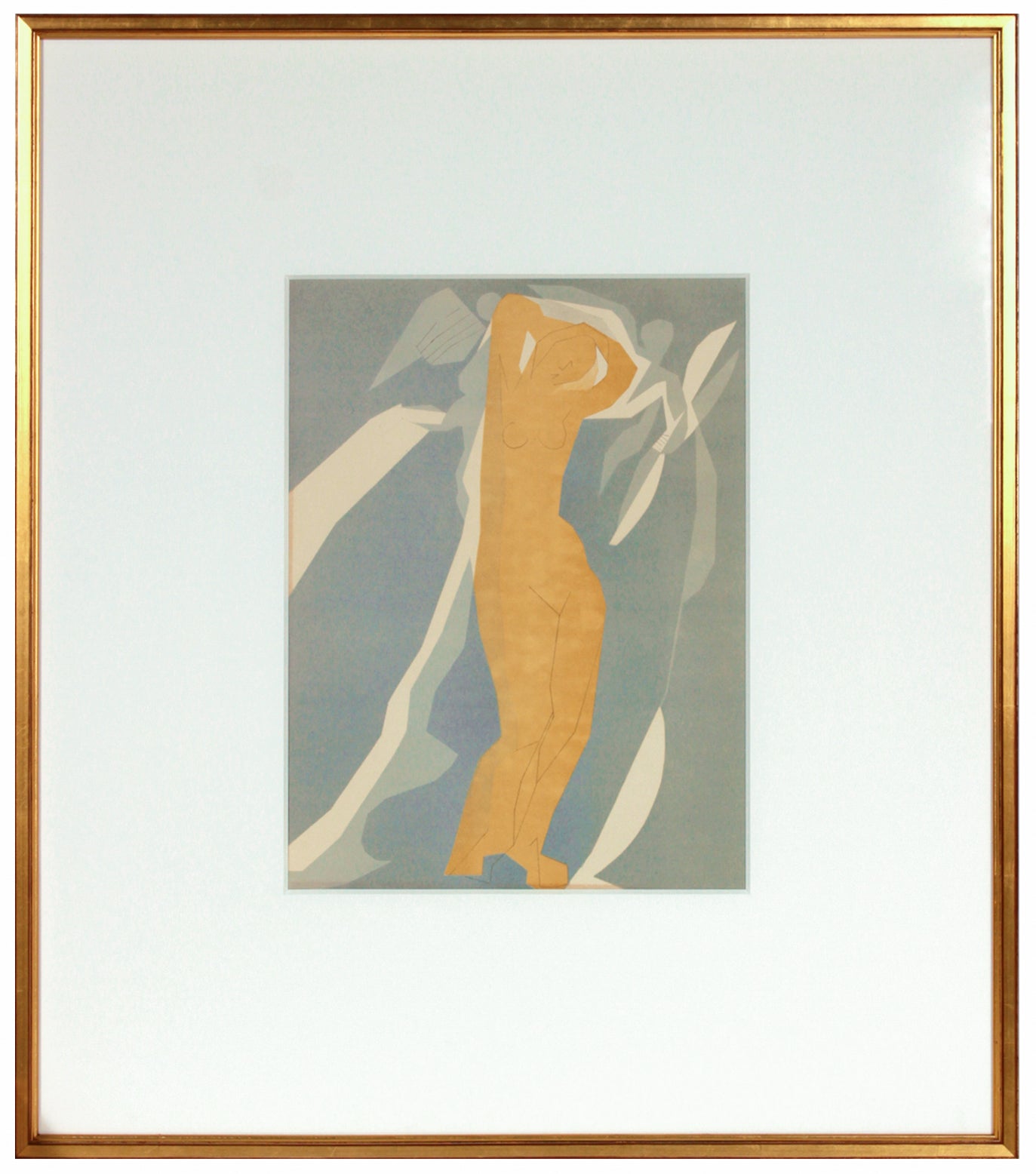 Abstracted Standing Figure with Cherubs <br>1967 Color Lithograph<br><br>#B1118