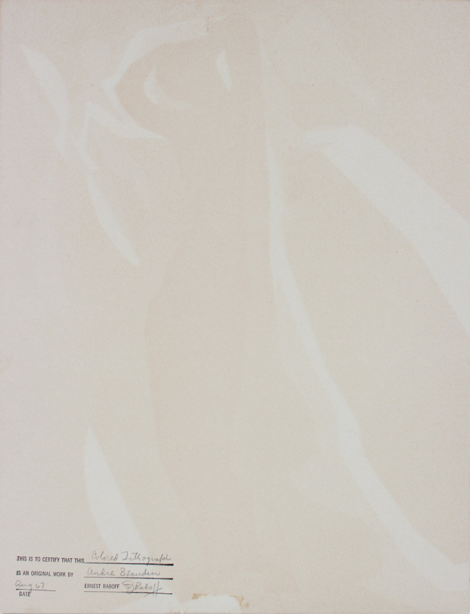 Abstracted Standing Figure with Cherubs <br>1967 Color Lithograph<br><br>#B1118