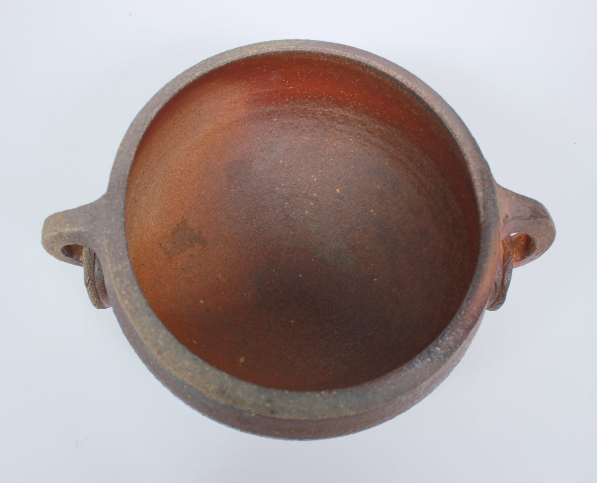 Stoneware Vessel with Handles <br>Late 20th Century <br><br>#B1155