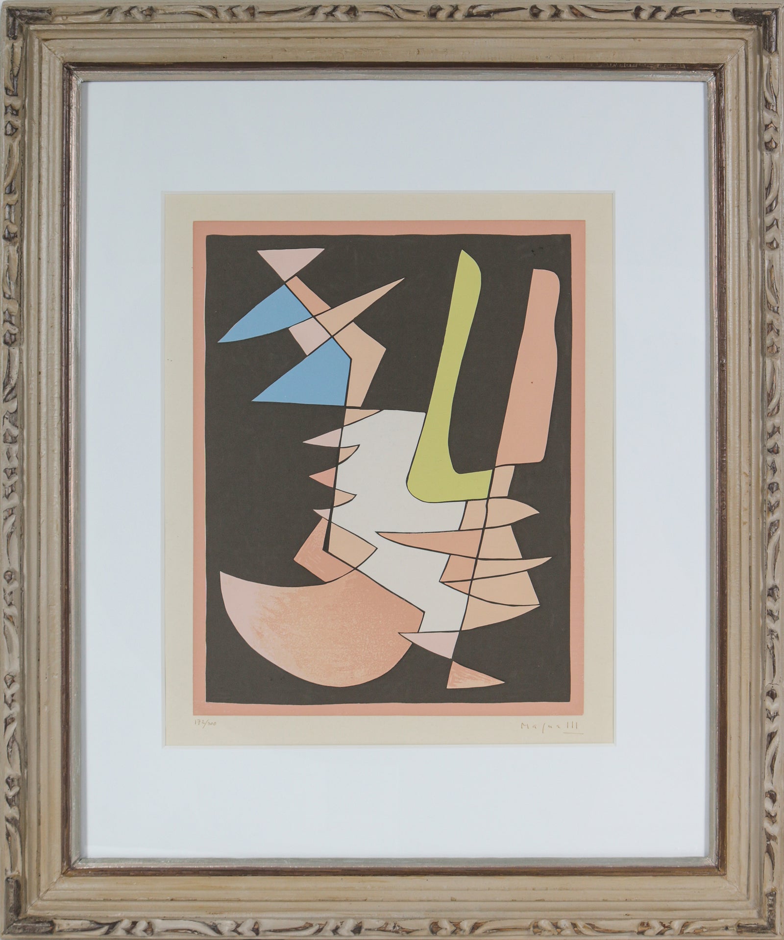 Modernist Geometric Abstract <br>1950 Serigraph <br><br>#B1297