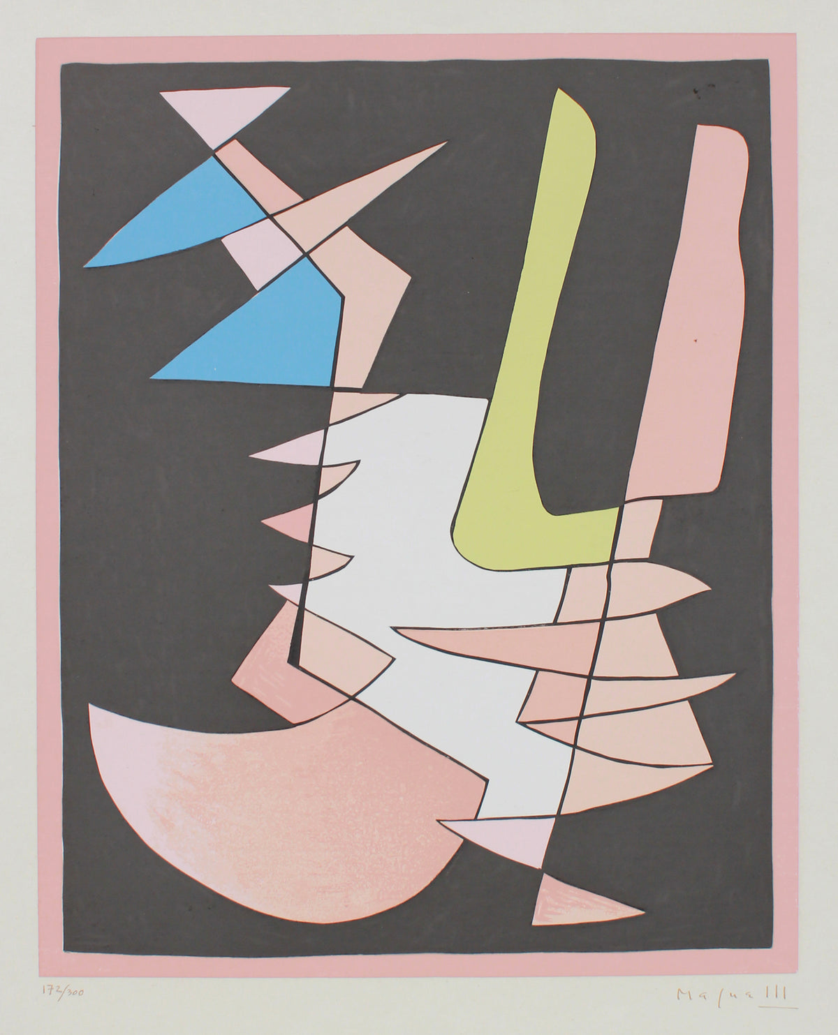 Modernist Geometric Abstract <br>1950 Serigraph <br><br>#B1297