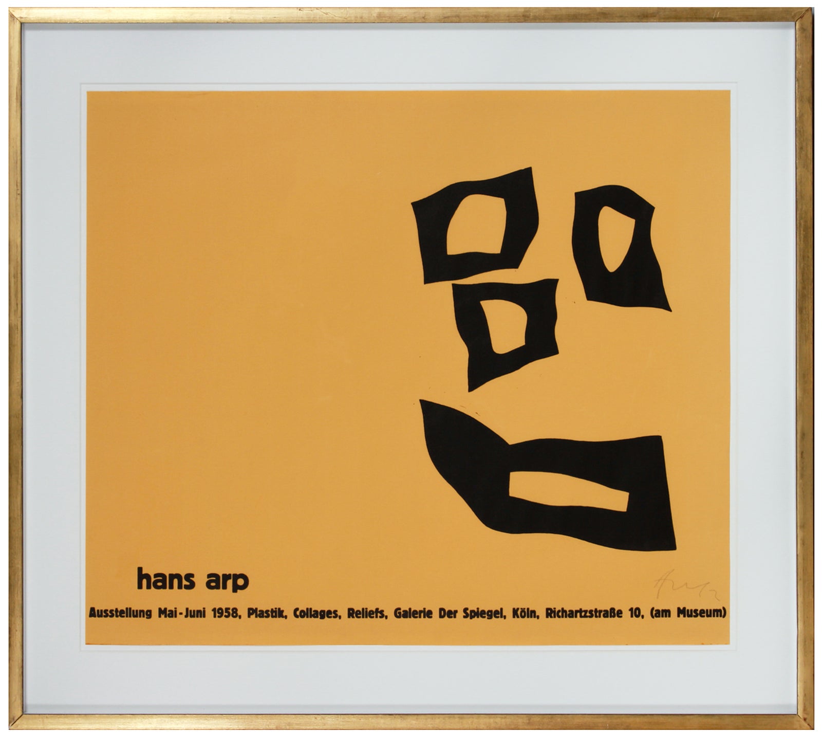 Black & Yellow Abstract Forms <br>1958 Serigraph <br><br>#B1592