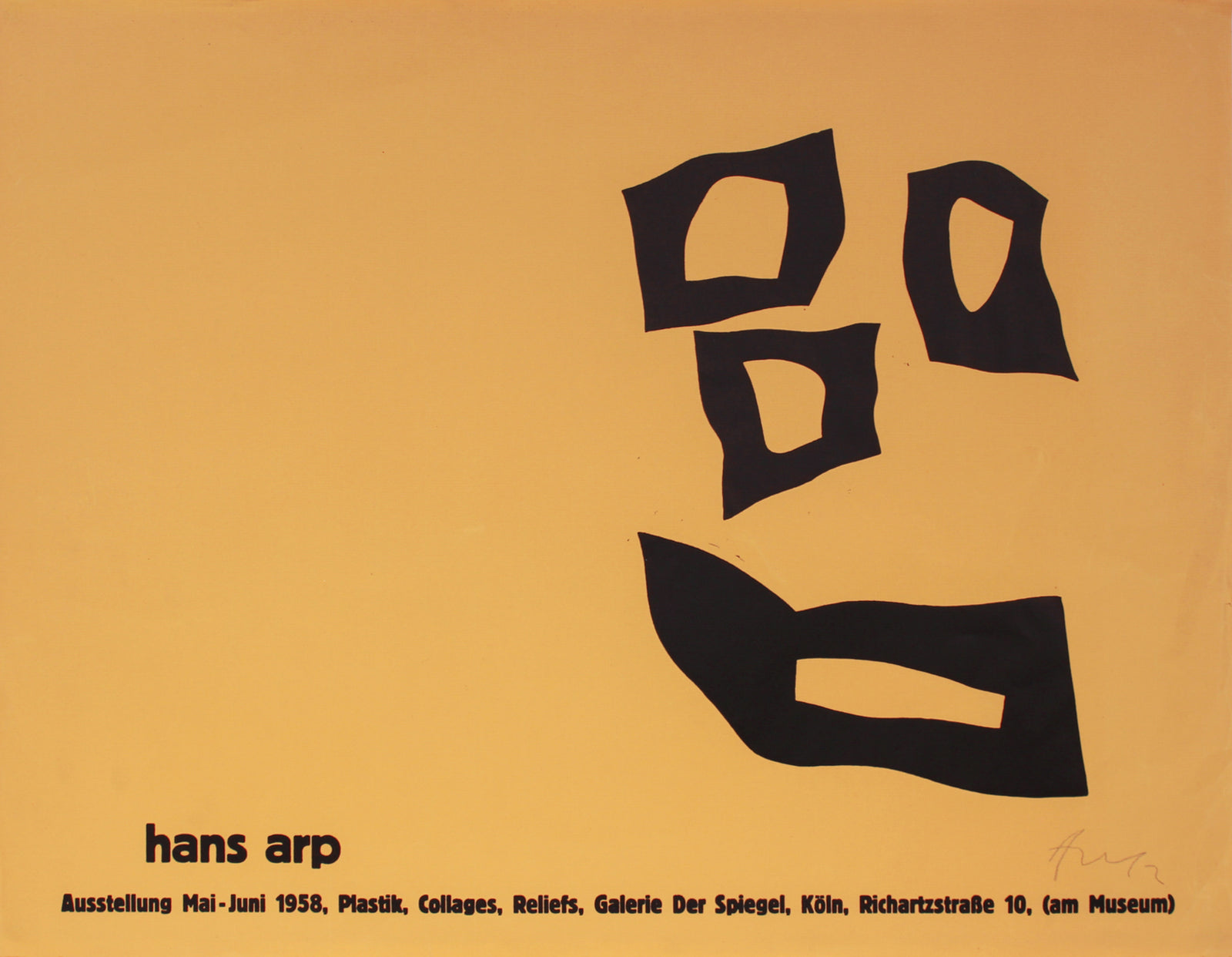 Black & Yellow Abstract Forms <br>1958 Serigraph <br><br>#B1592