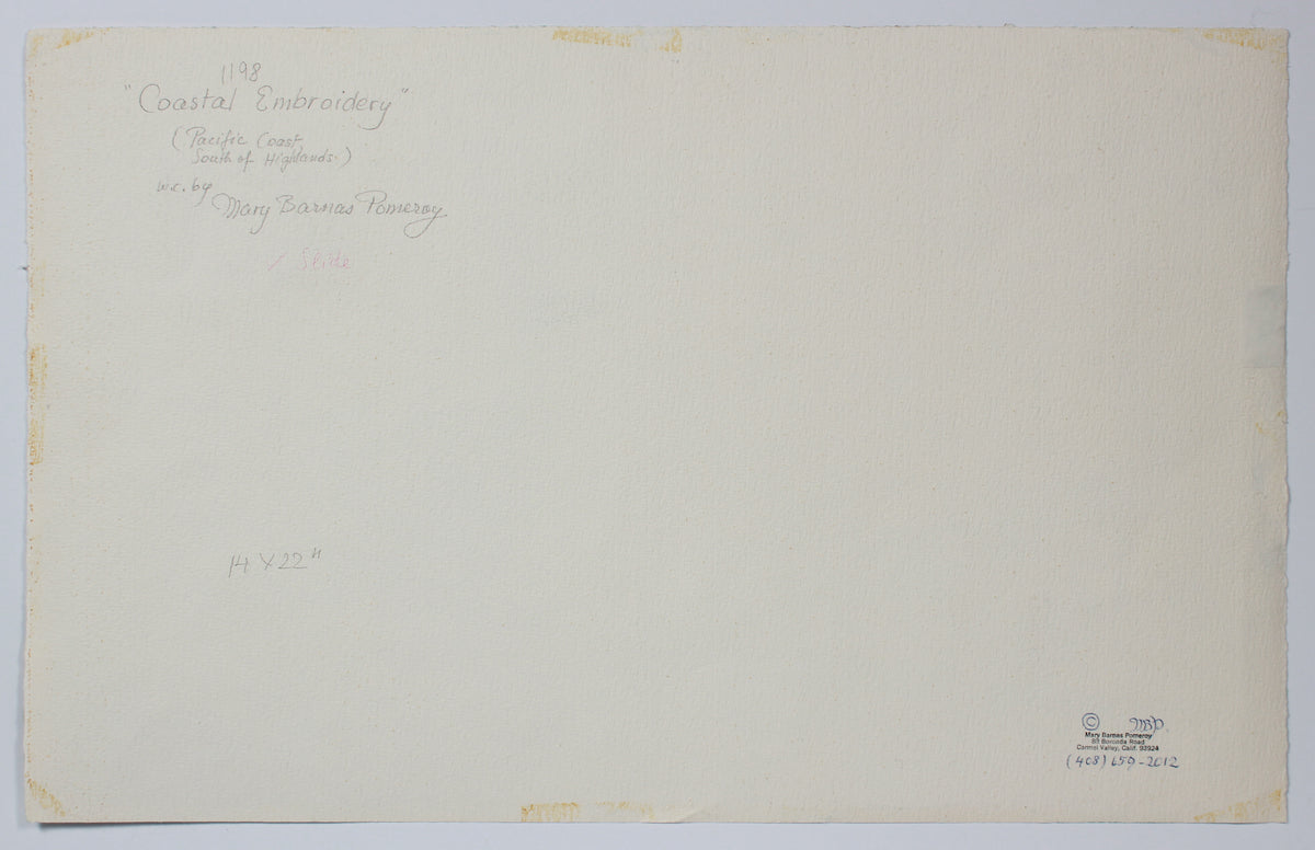 <i>Coastal Embroidery</i> <br>20th Century Watercolor <br><br>#B1756