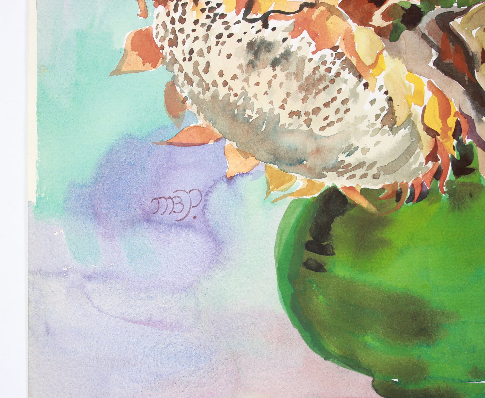 <I>Mature Sunflowers</I> <br>20th Century Watercolor <br><br>#B1917