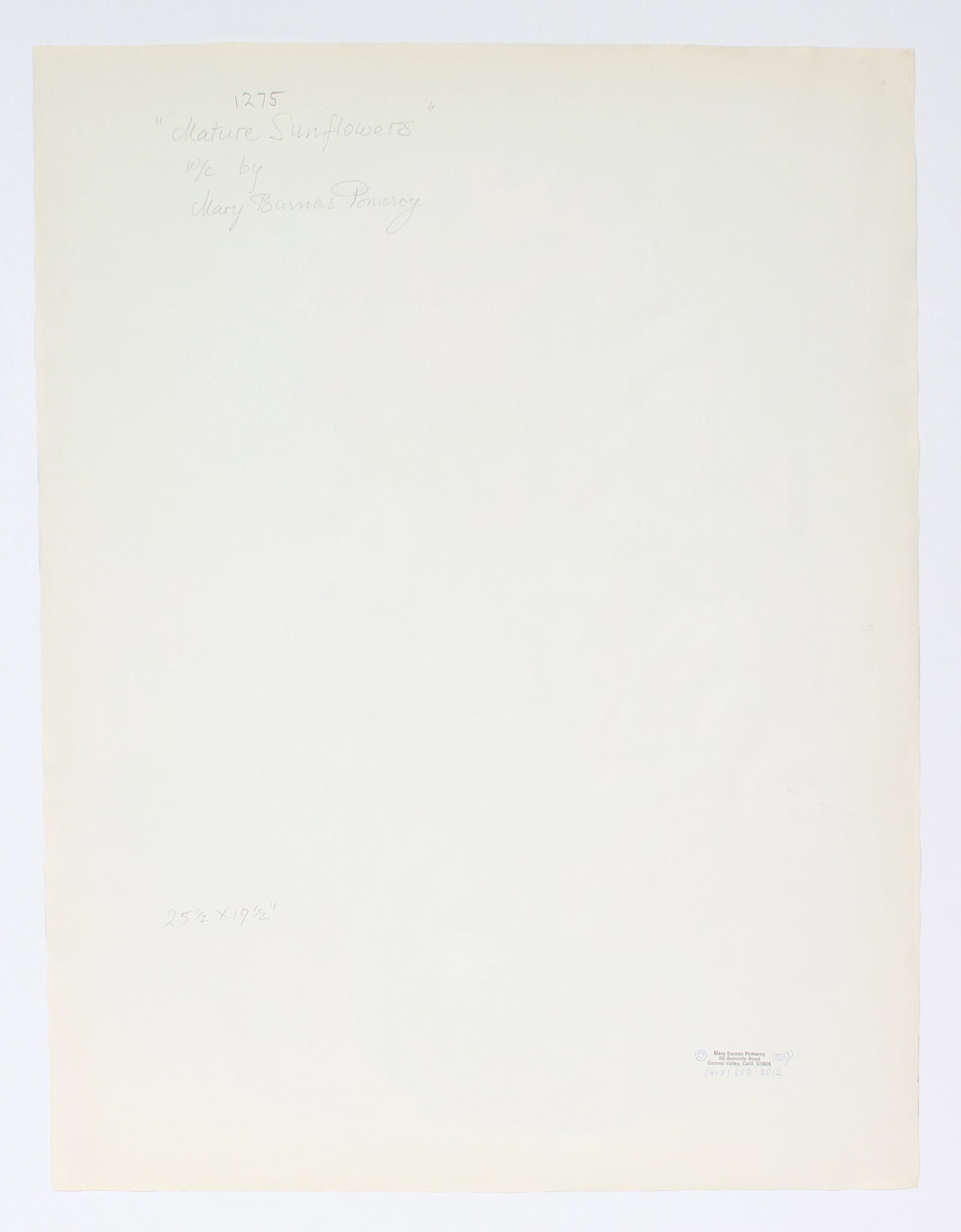 <I>Mature Sunflowers</I> <br>20th Century Watercolor <br><br>#B1917