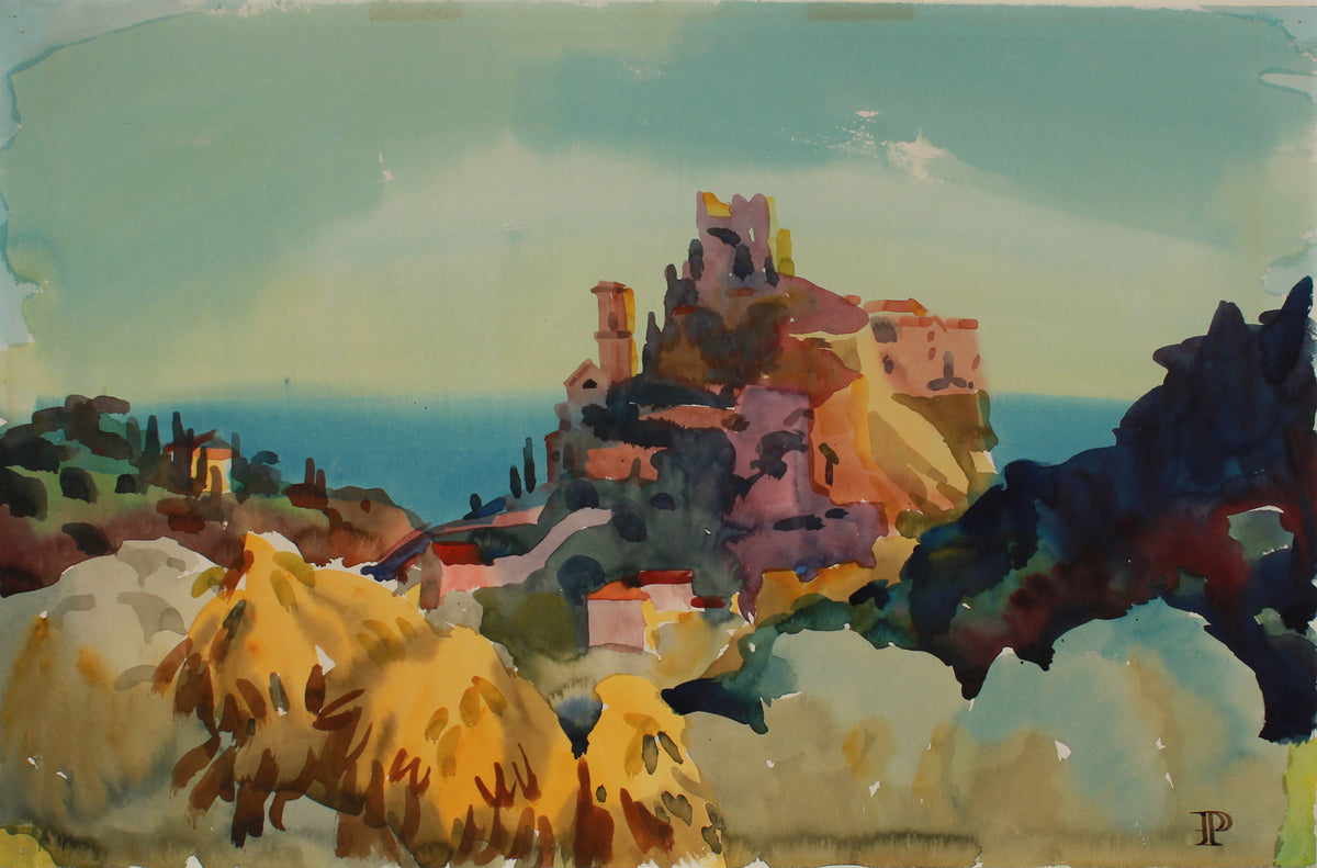 View of the Coast, Europe <br>1964 Watercolor <br><br>#B1989