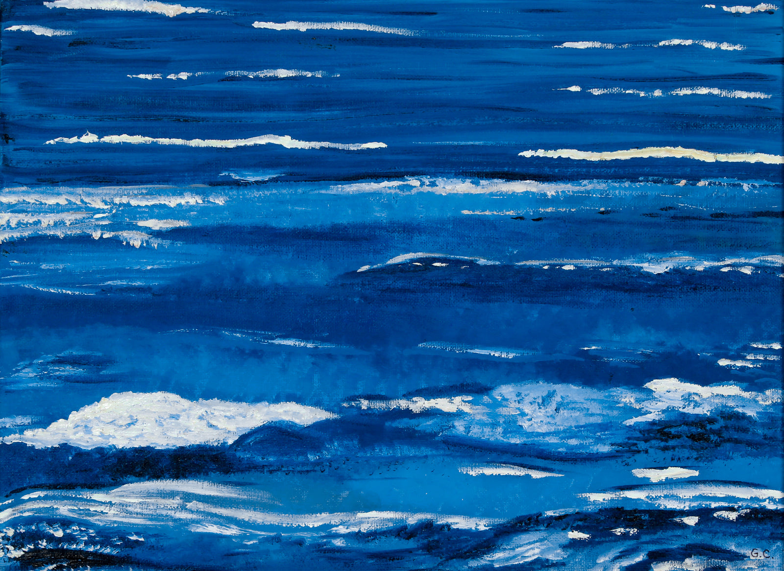 <i>Fluidity, Pacific Ocean</i> <br>2020 Oil on Canvas Mounted to Board <br><br>#B2026