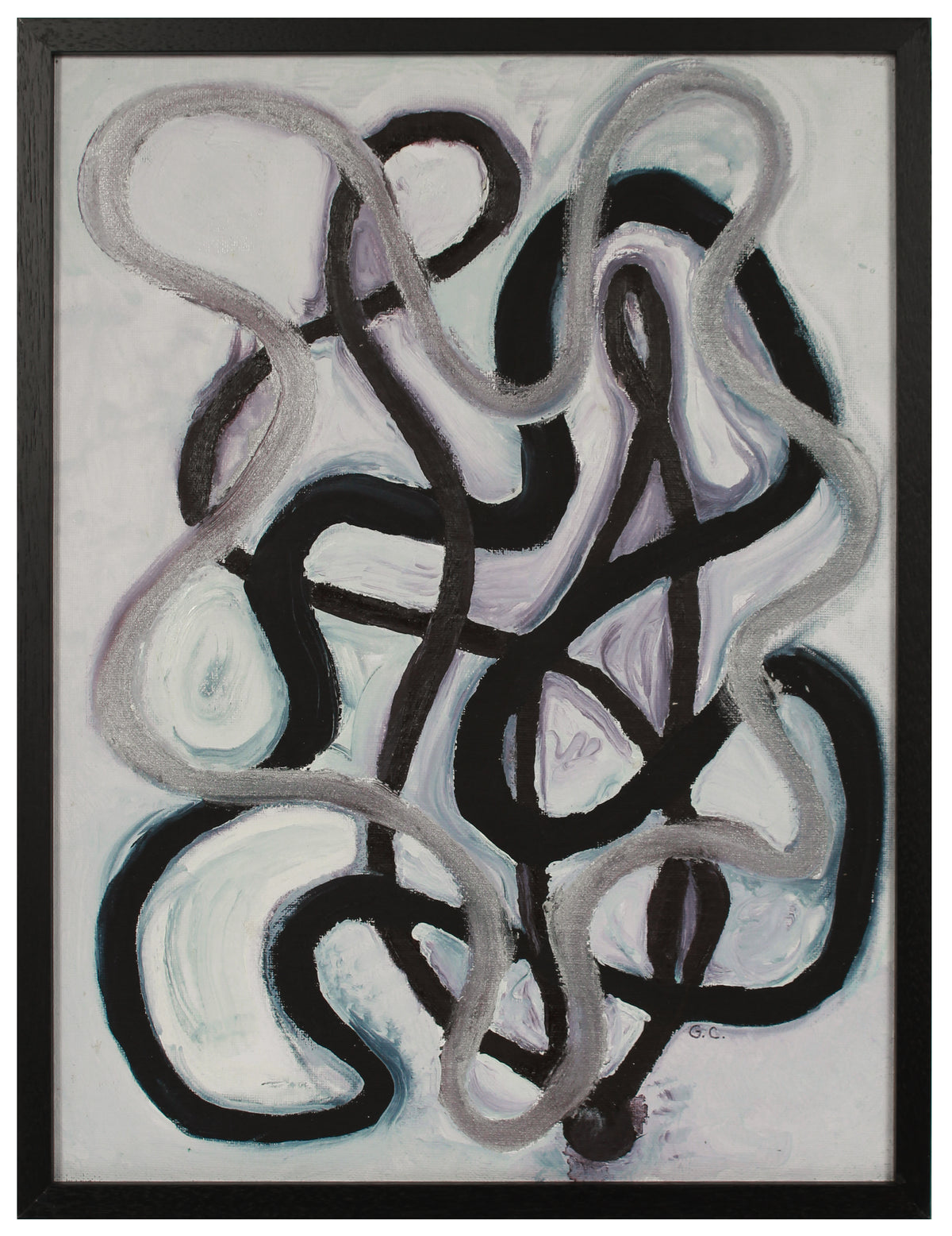 &lt;i&gt;Black, Brown, Silver, Composition Abstract &lt;/i&gt; &lt;br&gt;2020 Oil on Canvas Mounted to Board &lt;br&gt;&lt;br&gt;#B2053