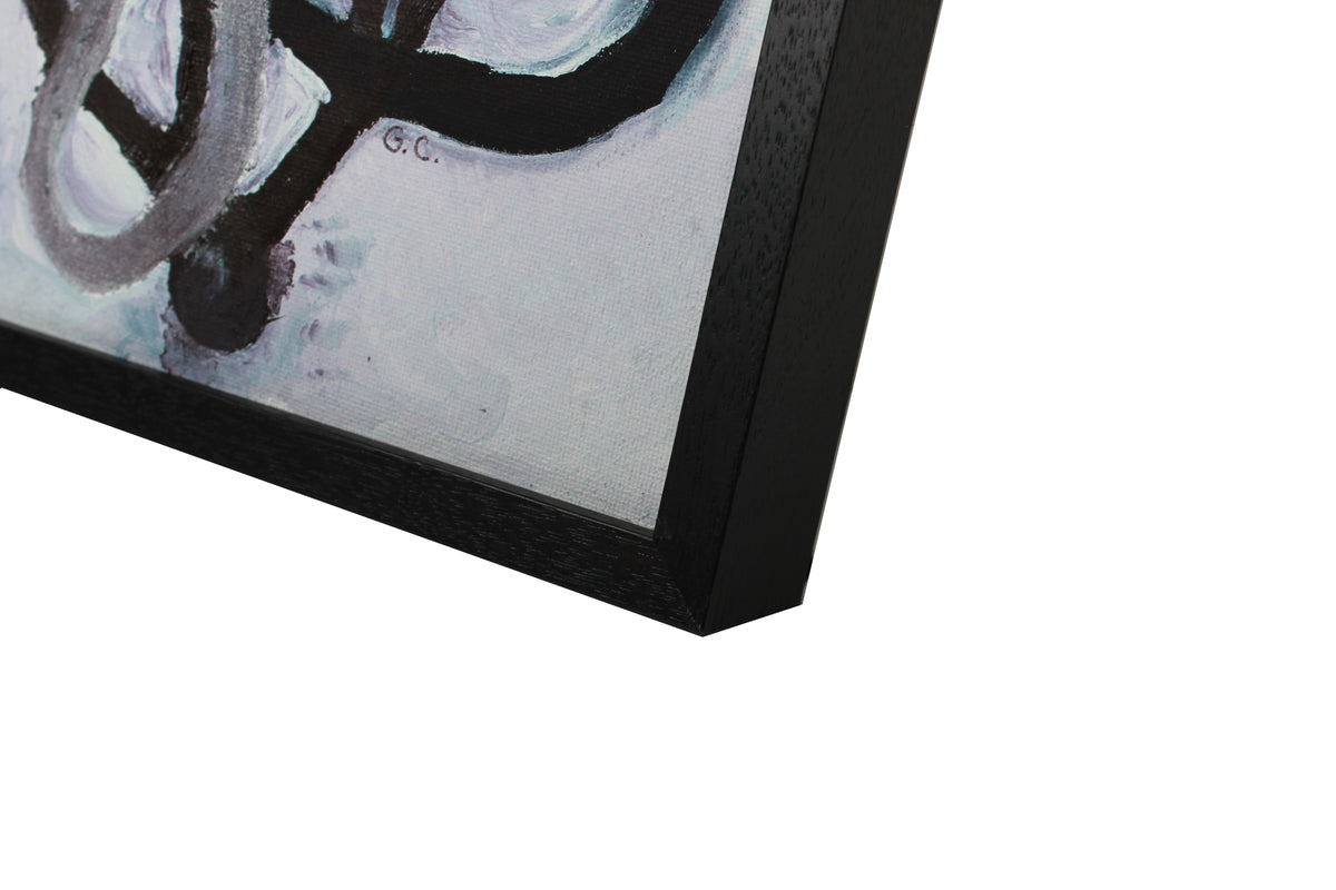 <i>Black, Brown, Silver, Composition Abstract </i> <br>2020 Oil on Canvas Mounted to Board <br><br>#B2053