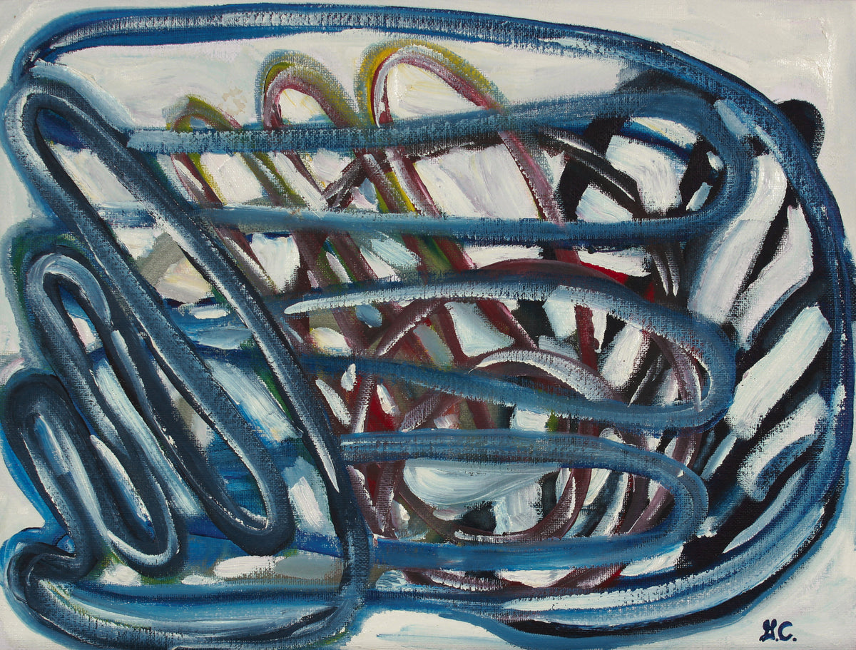 <i>Composition Abstract, Homage to Hans Hantung</i> <br>2020 Oil on Canvas Mounted to Board <br><br>#B2056