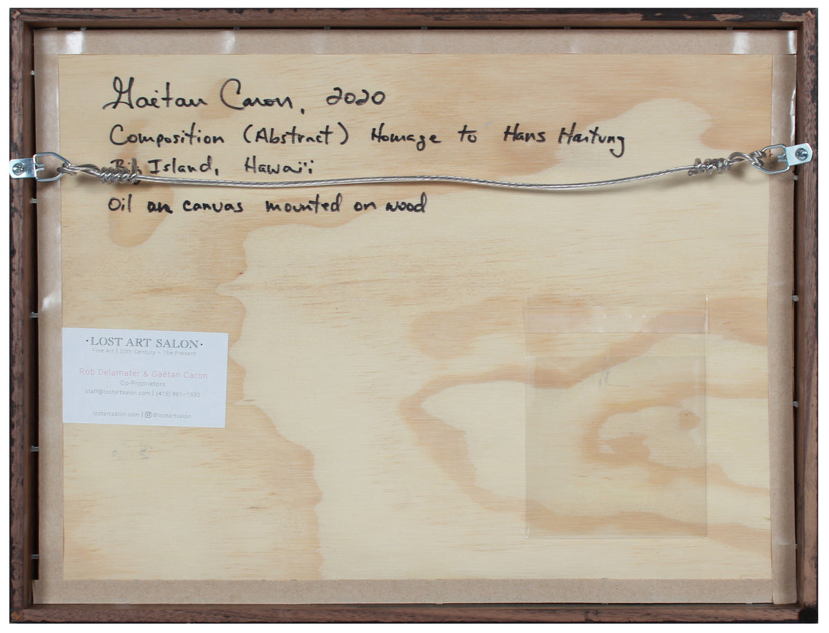 <i>Composition Abstract, Homage to Hans Hantung</i> <br>2020 Oil on Canvas Mounted to Board <br><br>#B2056