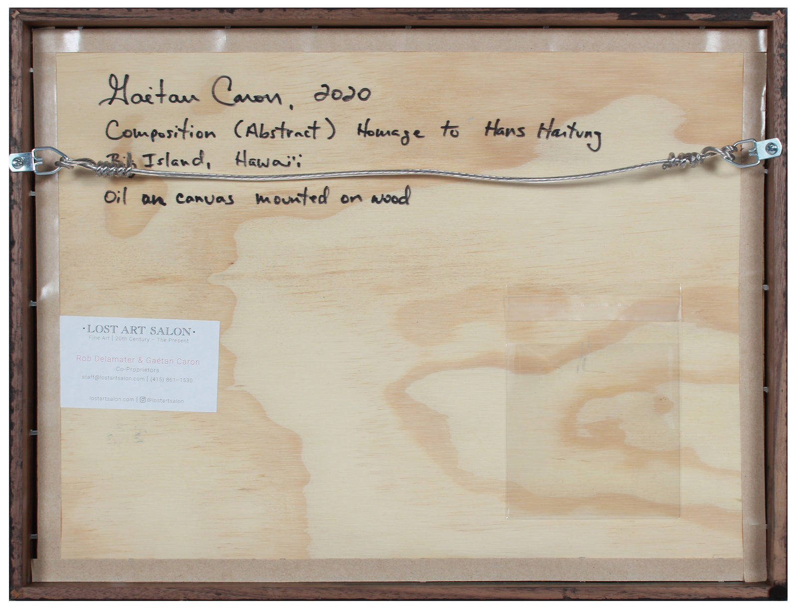 <i>Composition Abstract, Homage to Hans Hantung</i> <br>2020 Oil on Canvas Mounted to Board <br><br>#B2056