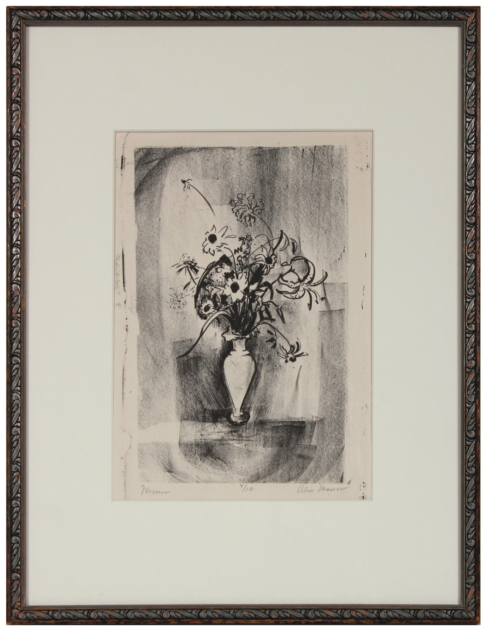 <I>Flowers</I> <br>Mid 20th Century Lithograph <br><br>#B2081