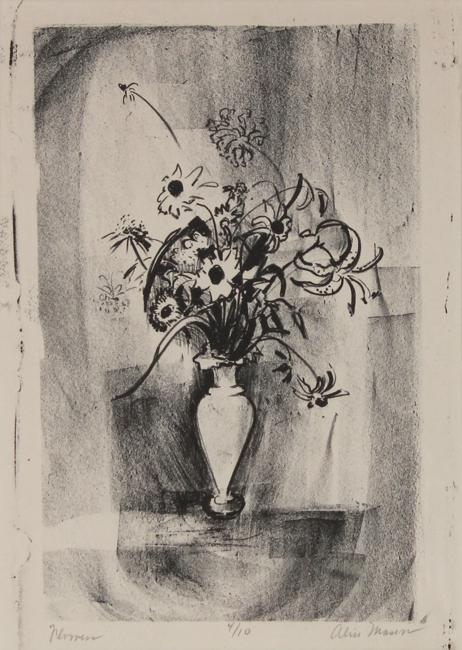 <I>Flowers</I> <br>Mid 20th Century Lithograph <br><br>#B2081