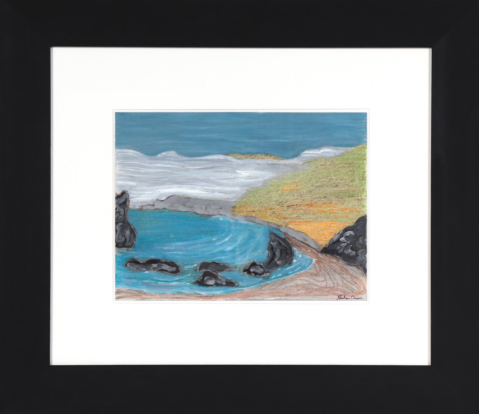 <i>Lost Coast</i> <br>2020 Pencil, Chalk and Oil <br><br>#B2212