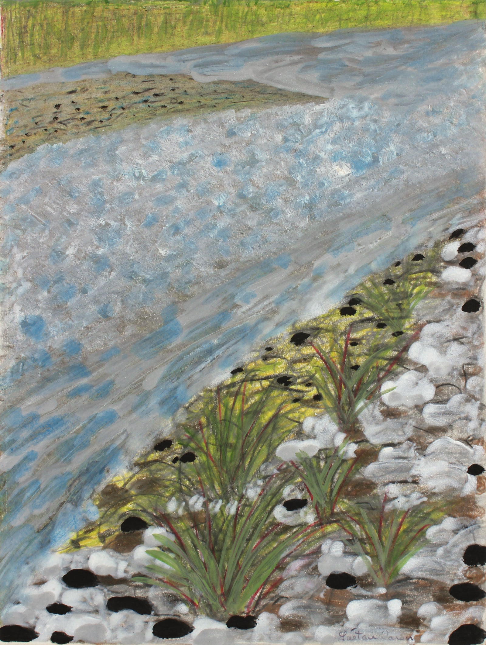 <i>Ruby Van Deventer - Smith River</i> <br>2020 Pencil, Chalk and Oil <br><br>#B2214