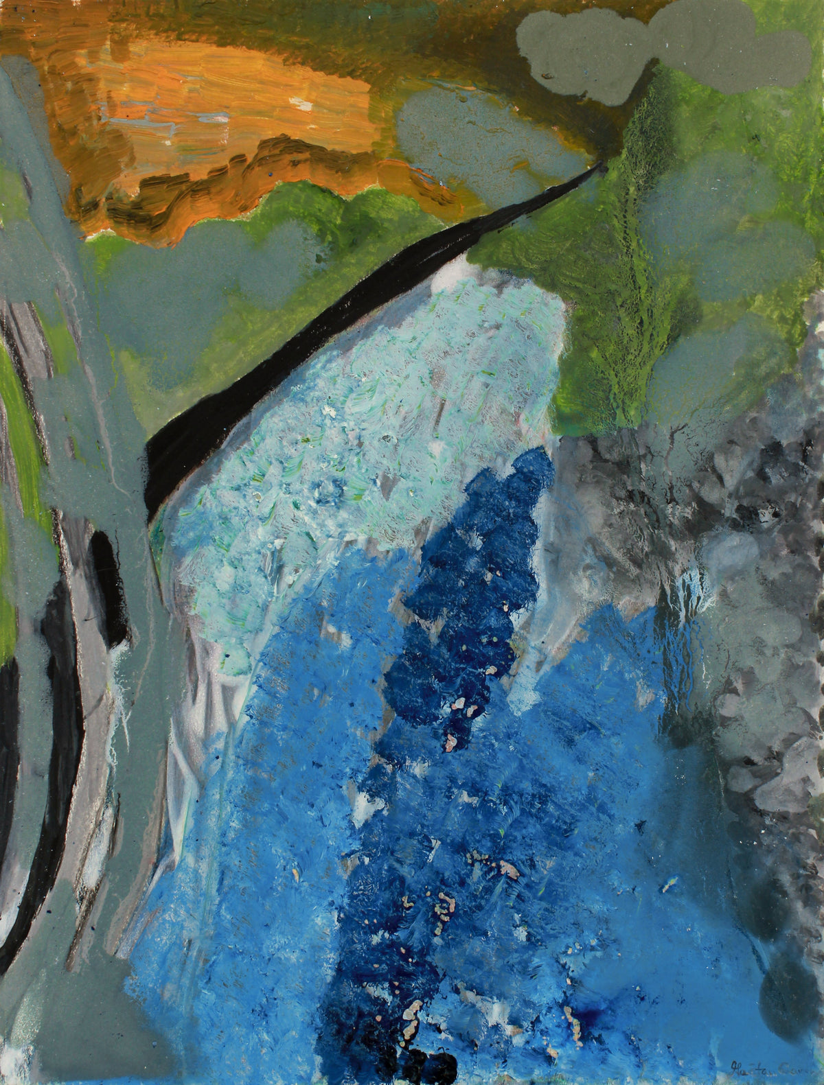 <i>The Smith River Abstraction</i> <br>2020 Pencil, Chalk and Oil <br><br>#B2216