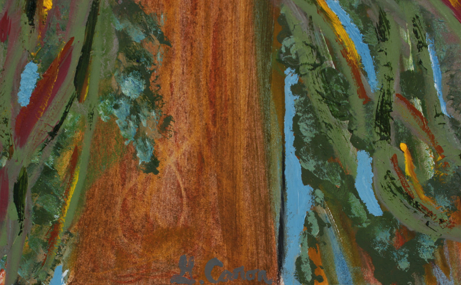 <i>Under the Redwood</i> <br>2020 Pencil, Chalk Pastel and Oil <br><br>#B2220