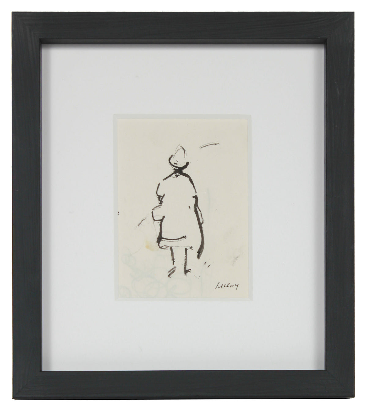 Minimalist Standing Figure &lt;br&gt;1950s Ink Drawing &lt;br&gt;&lt;br&gt;#B2470